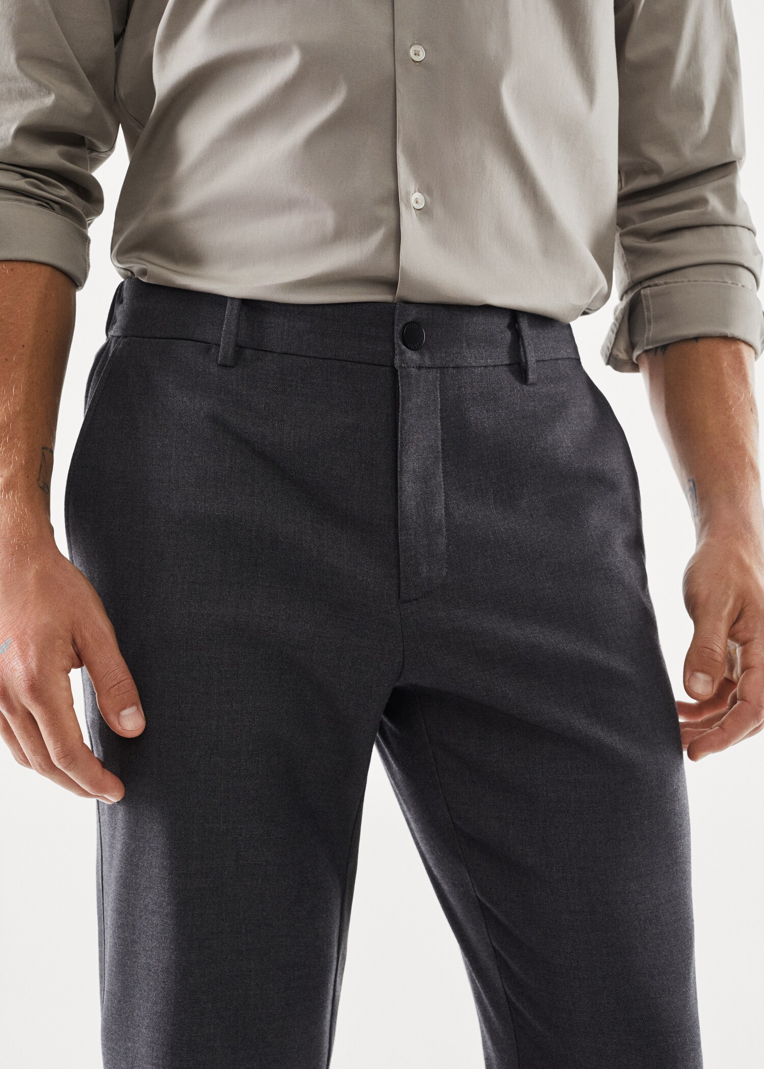 Slim fit technical fabric trousers - Details of the article 1