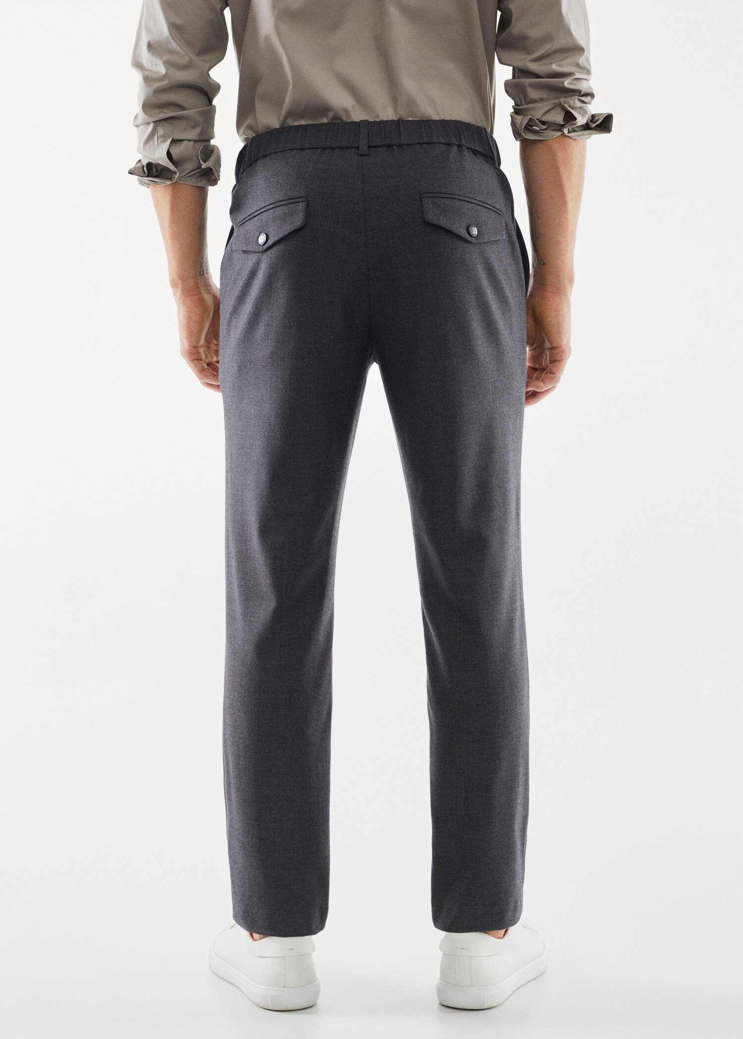 Slim fit technical fabric trousers - Reverse of the article