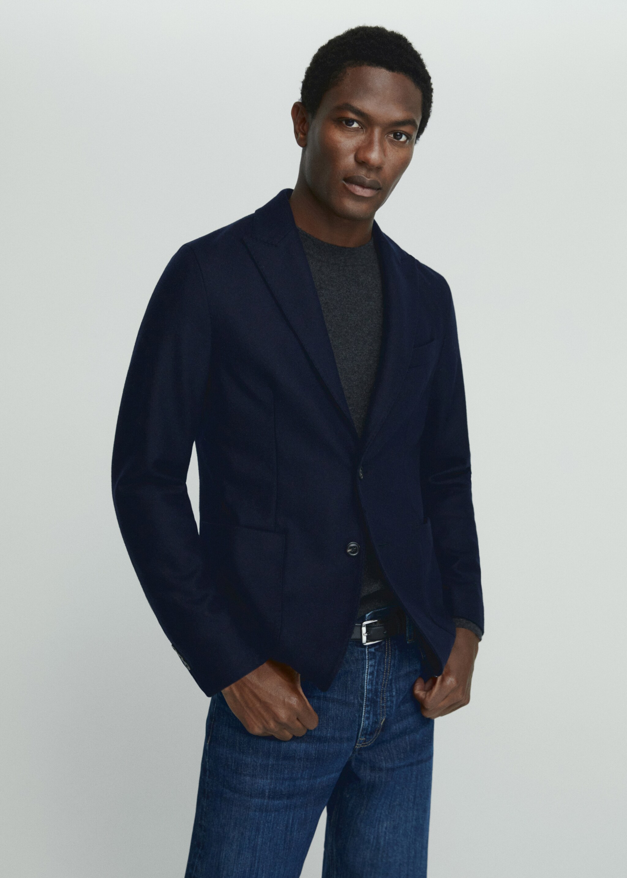 Virgin wool blazer with stitching - Medium plane