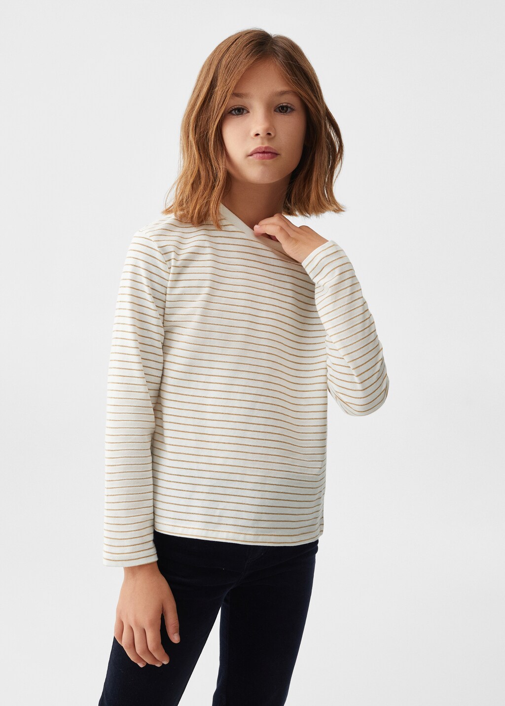 Camiseta A Rayas Con Cuello Redondo, Camisetas Sueltas De Manga Larga