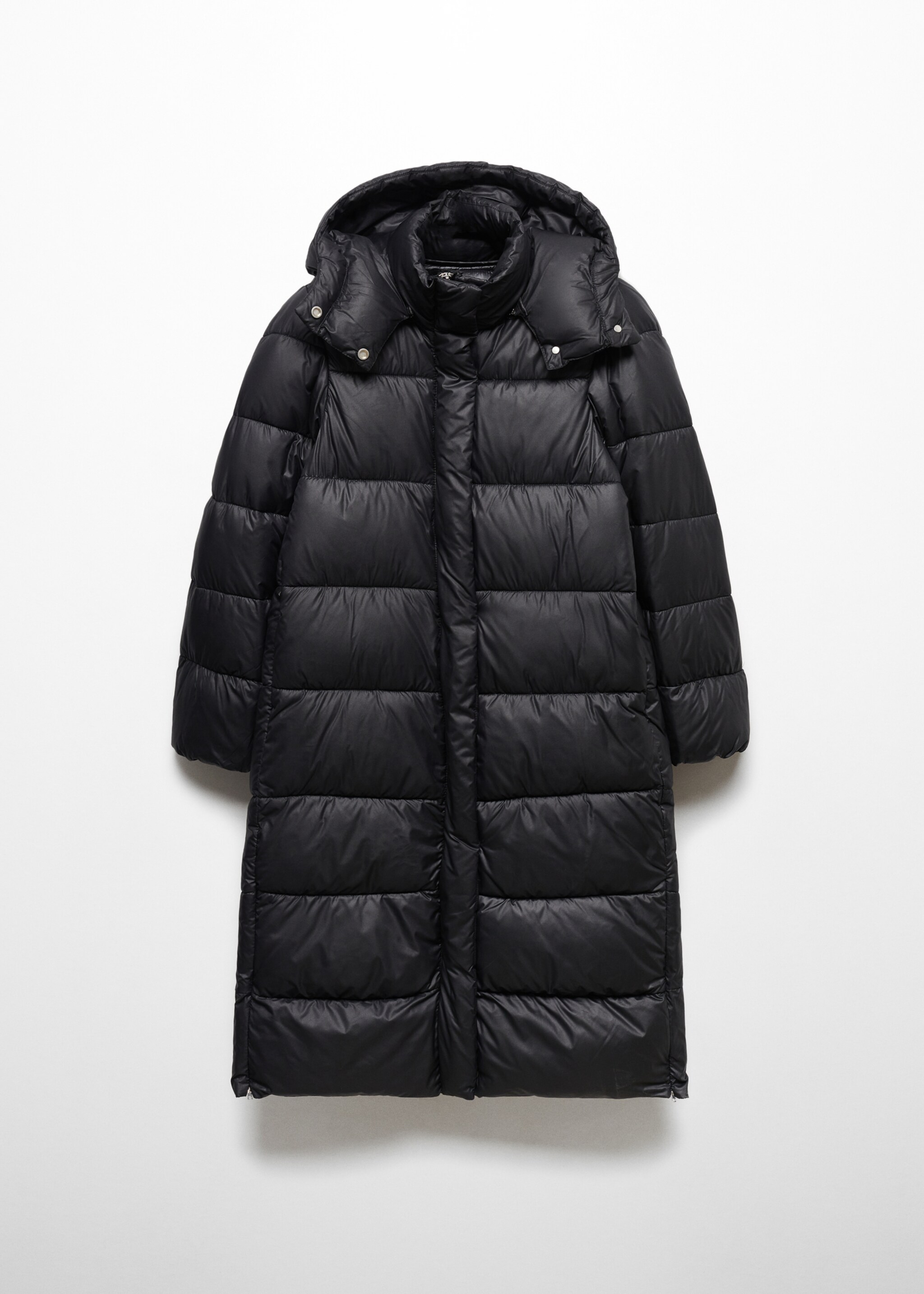 Hooded water-repellent quilted jacket - Article without model, Black. Ref: 57069079-00.