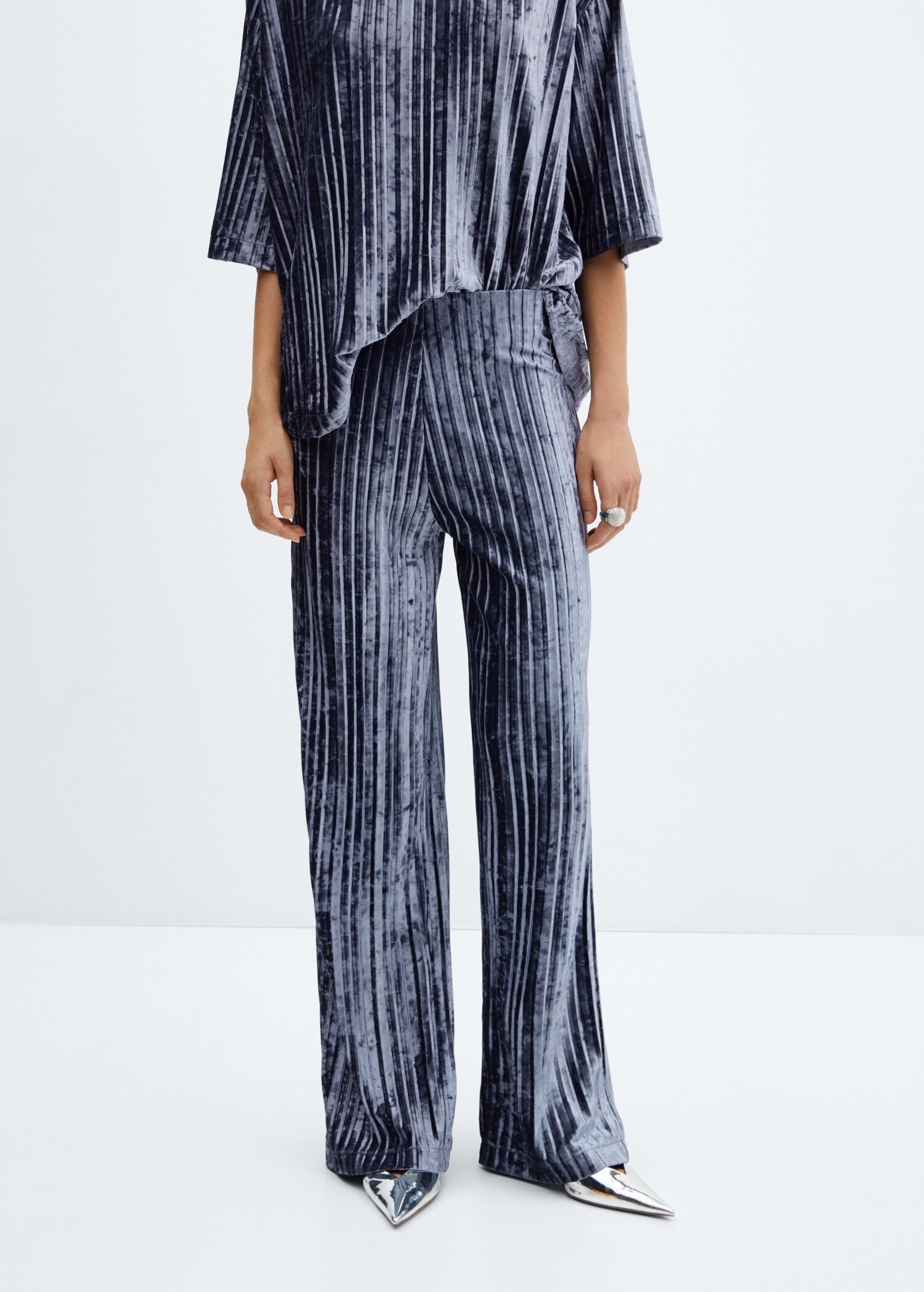 Pleated velvet trousers - Medium plane