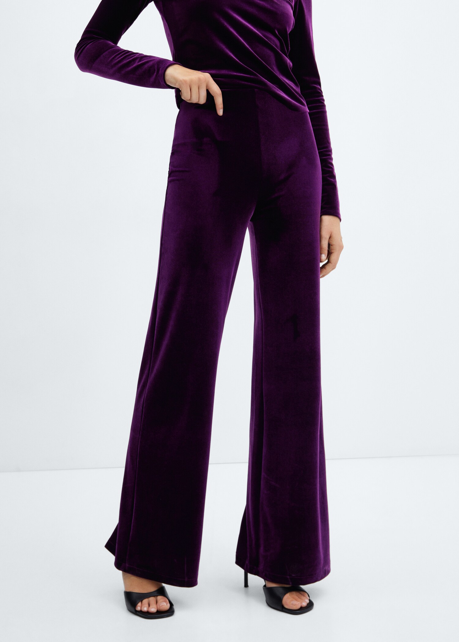 Velvet wideleg trousers - Medium plane