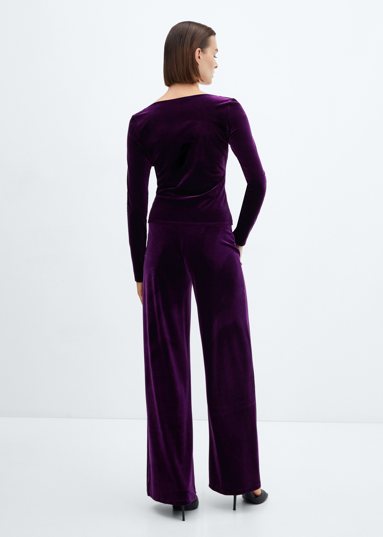 Velvet wideleg trousers - Reverse of the article