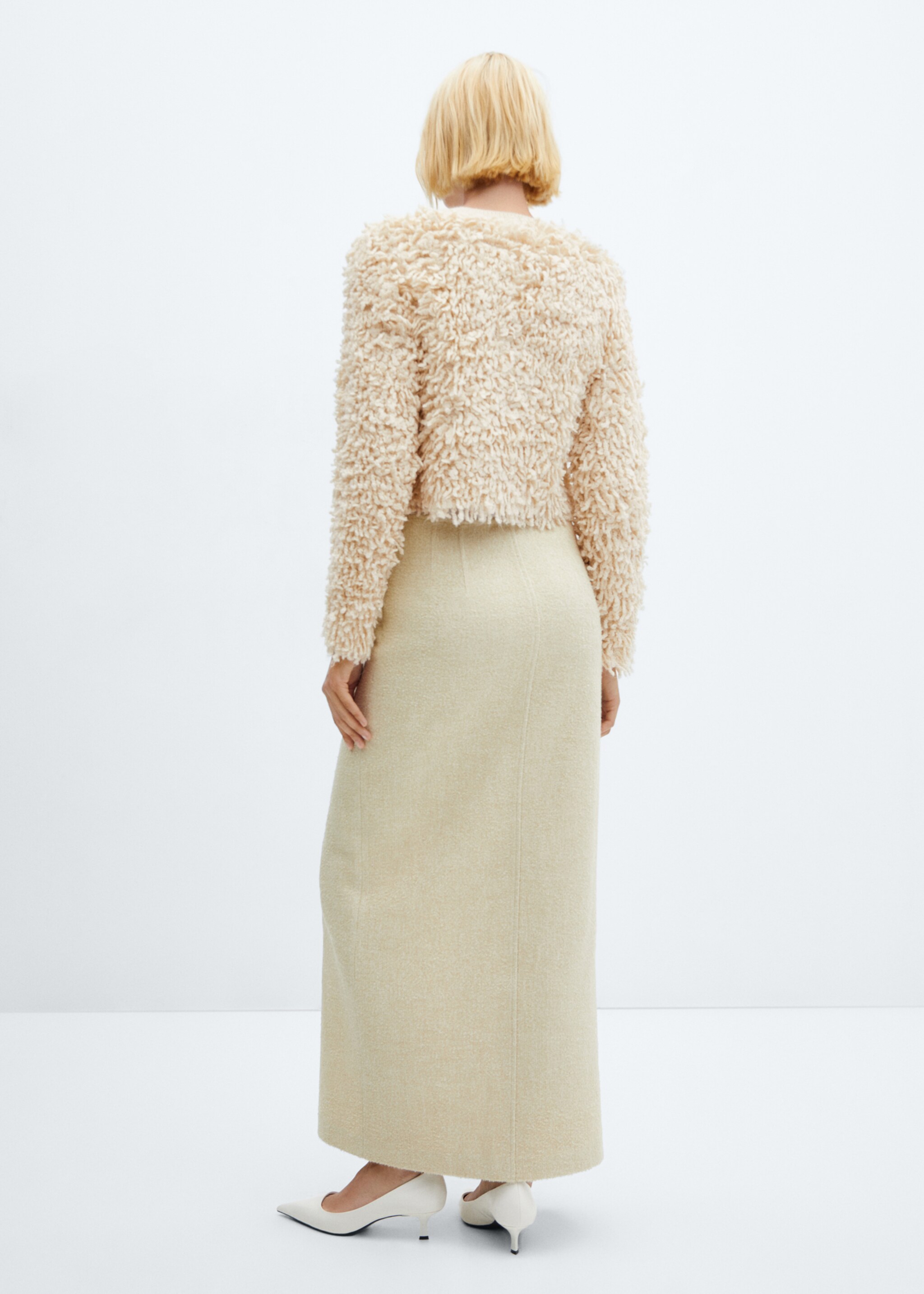 Textured knit cardigan - Reverse of the article, Ecru. Ref: 57069122-00.