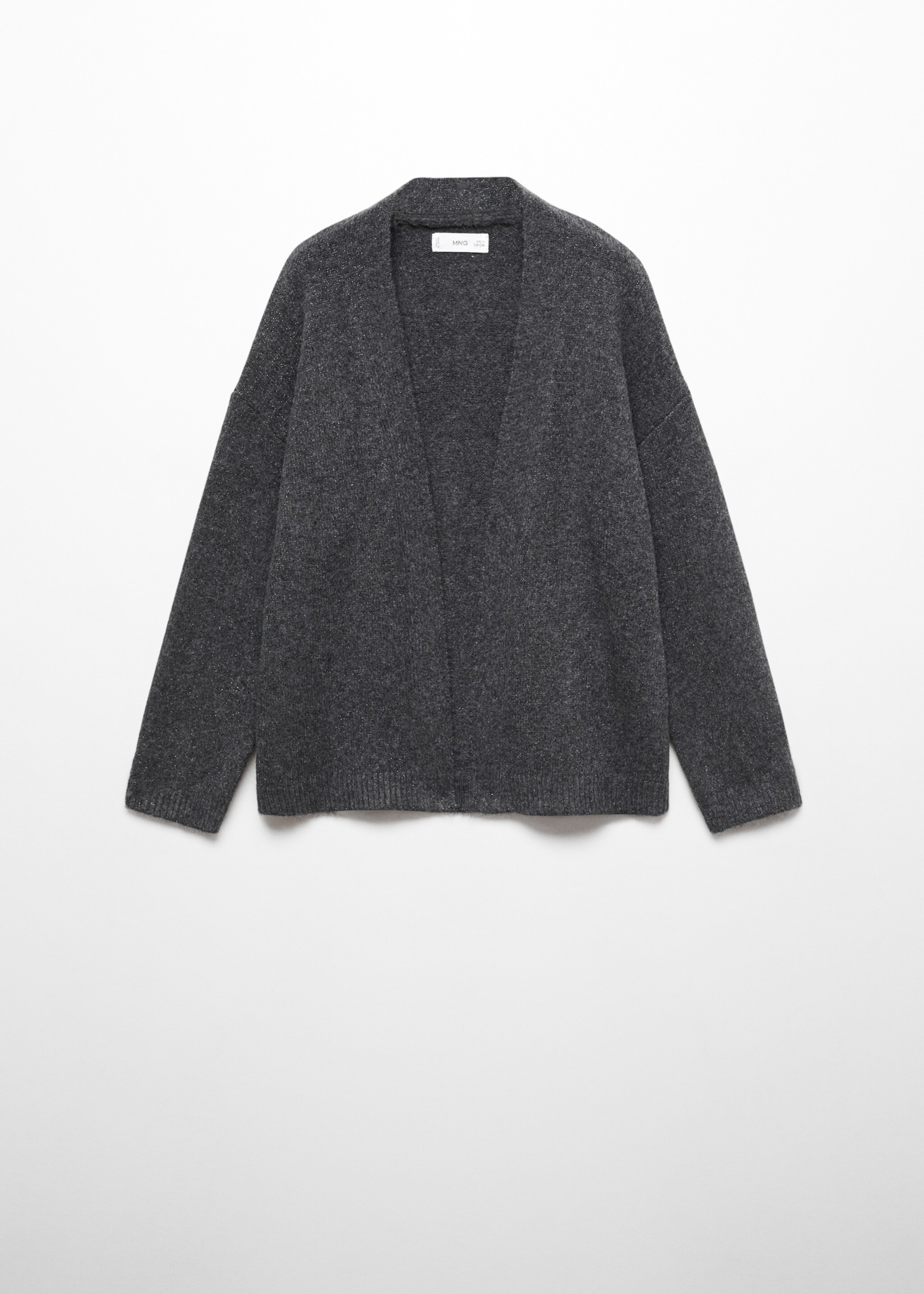 Lurex knitted cardigan - Article without model, Dark Heather Grey. Ref: 57069217-00.