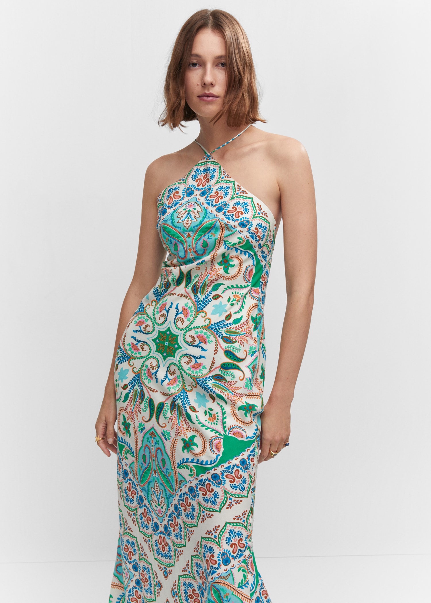 mango combined halter dress Combined halter-neck dress - Women