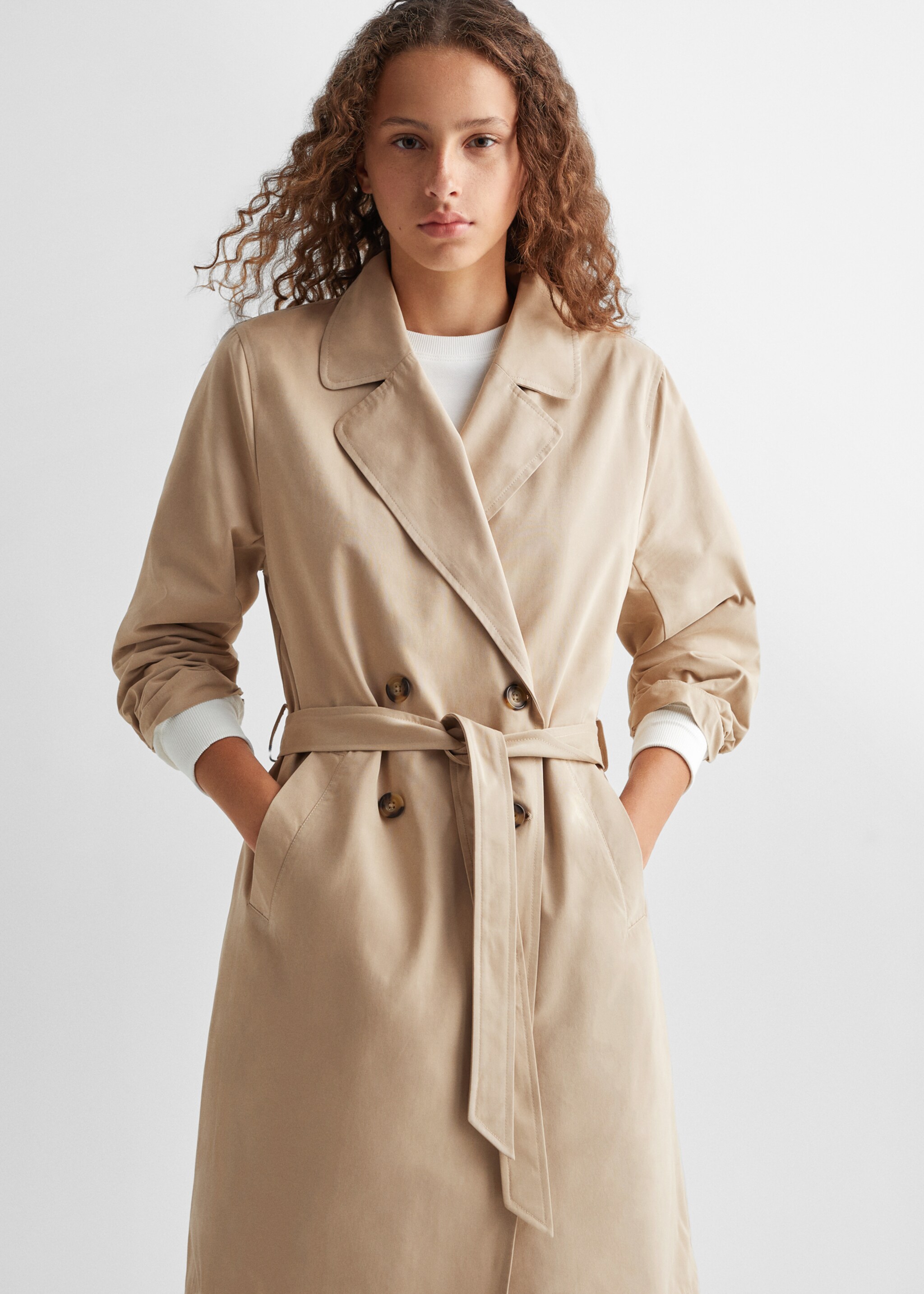 Classic trench coat with belt - Medium plane, Beige. Ref: 57072518-00.