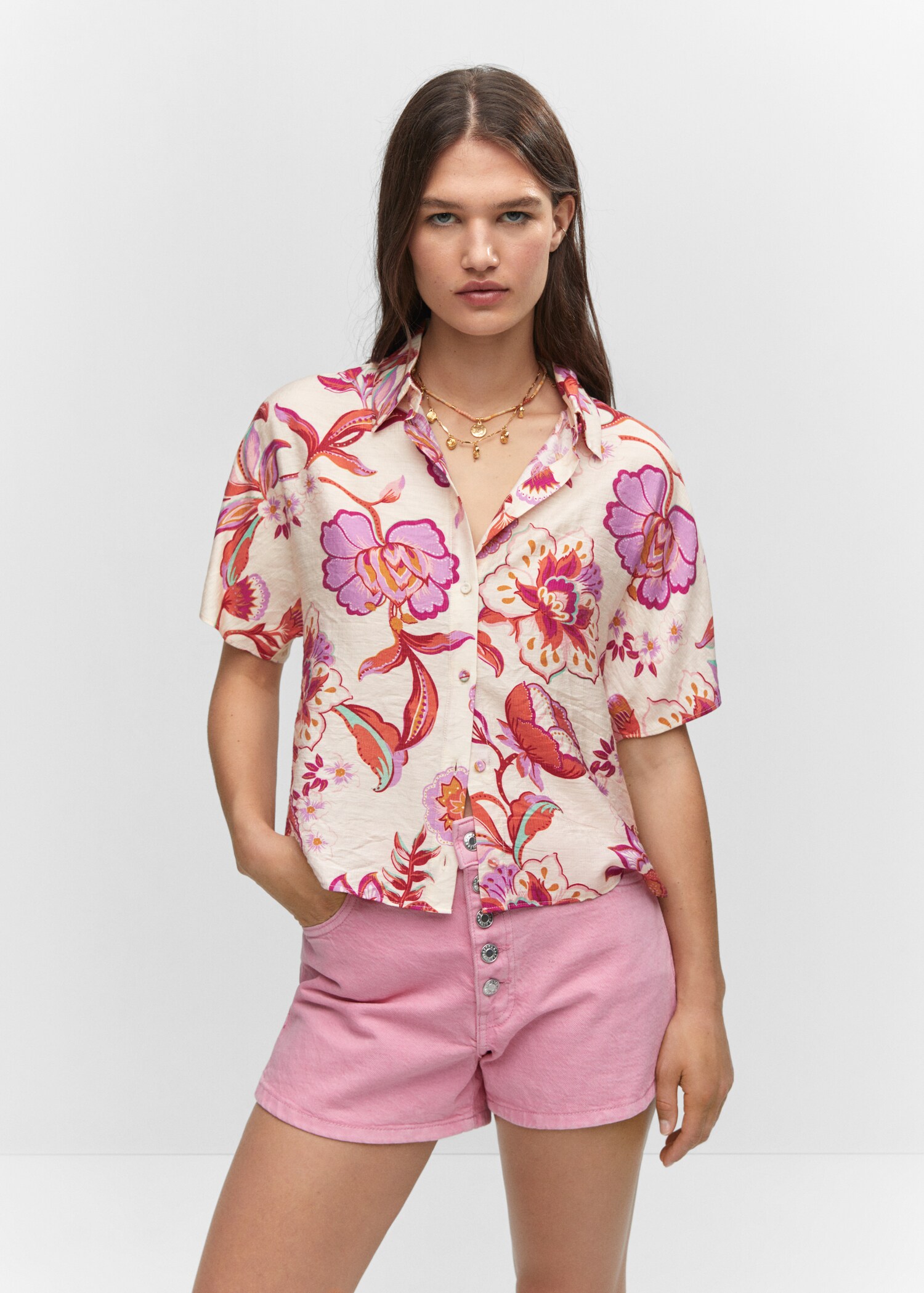 Camisa estampada botones - Plano medio