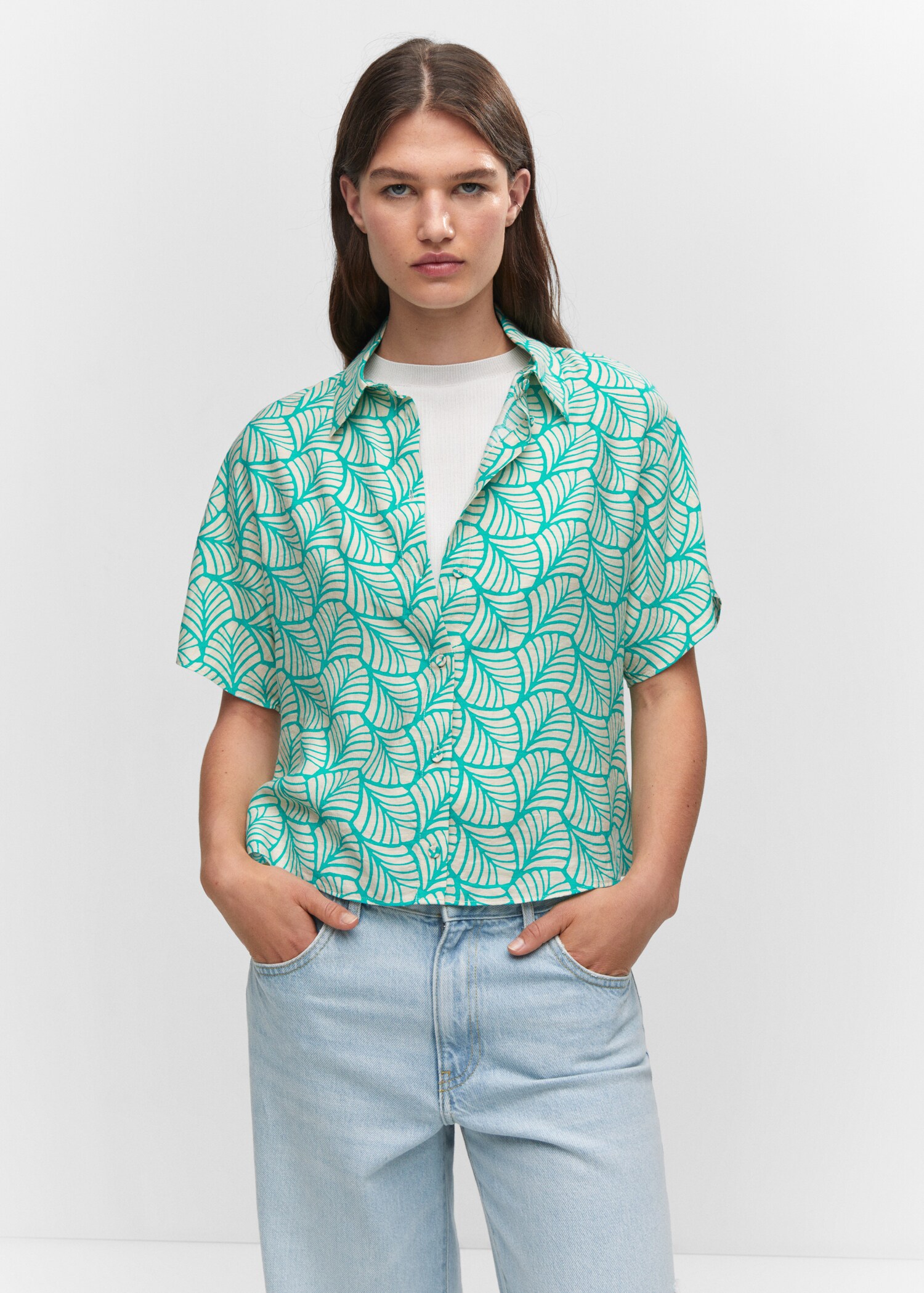 Camisa estampada botones - Plano medio