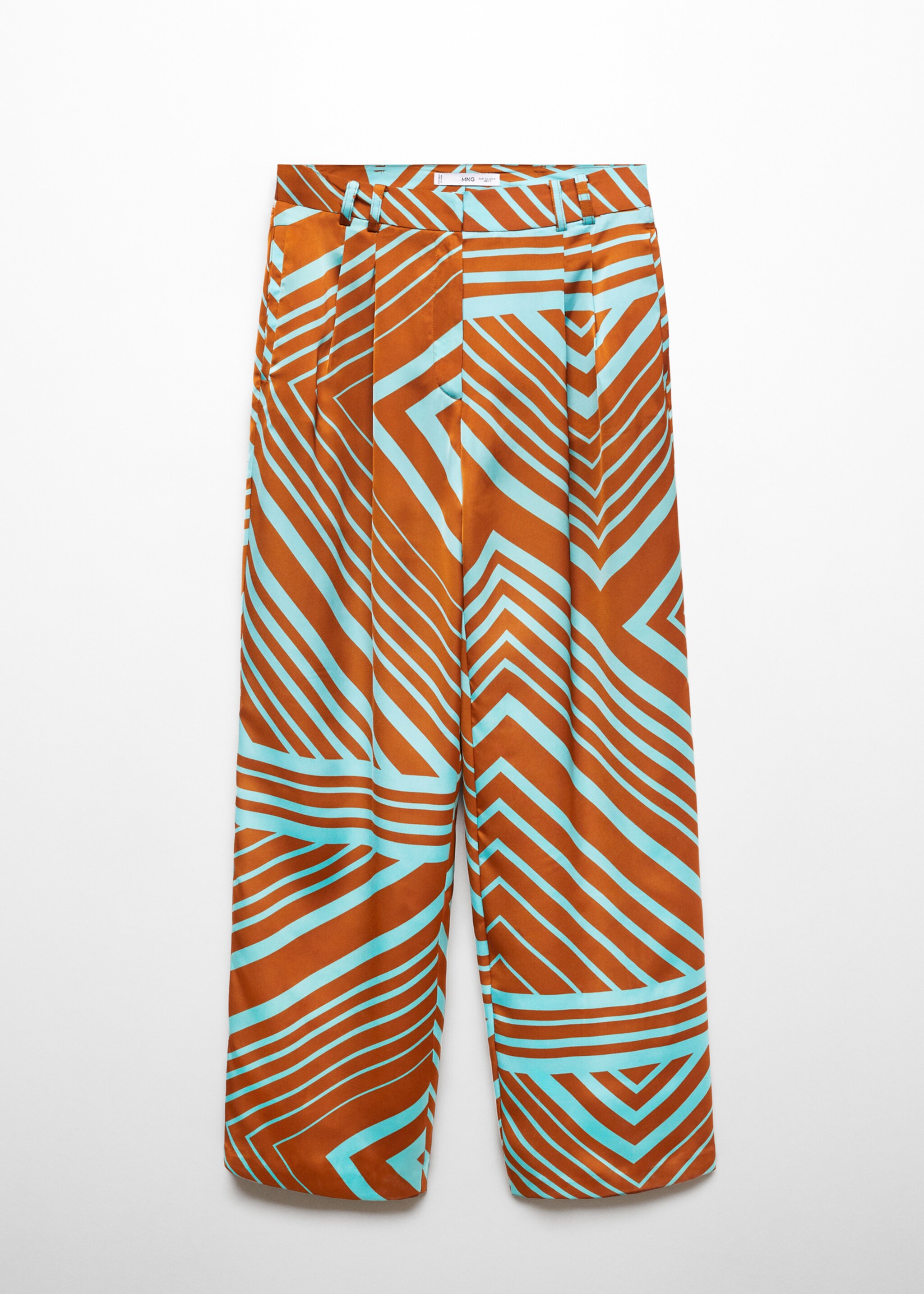 Satin printed trousers - Article without model, Turquoise. Ref: 57072886-00.