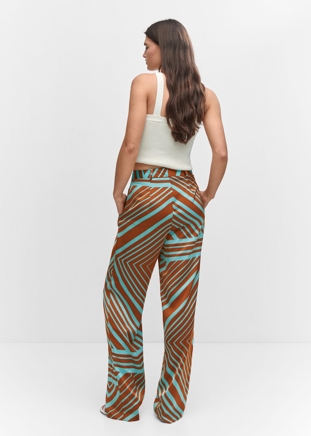 Satin printed pants - Women | MANGO OUTLET USA