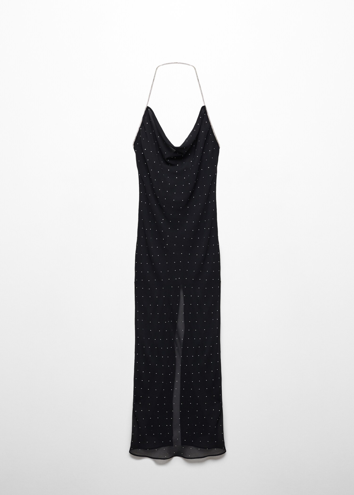 Draped-neck rhinestone dress - Article without model