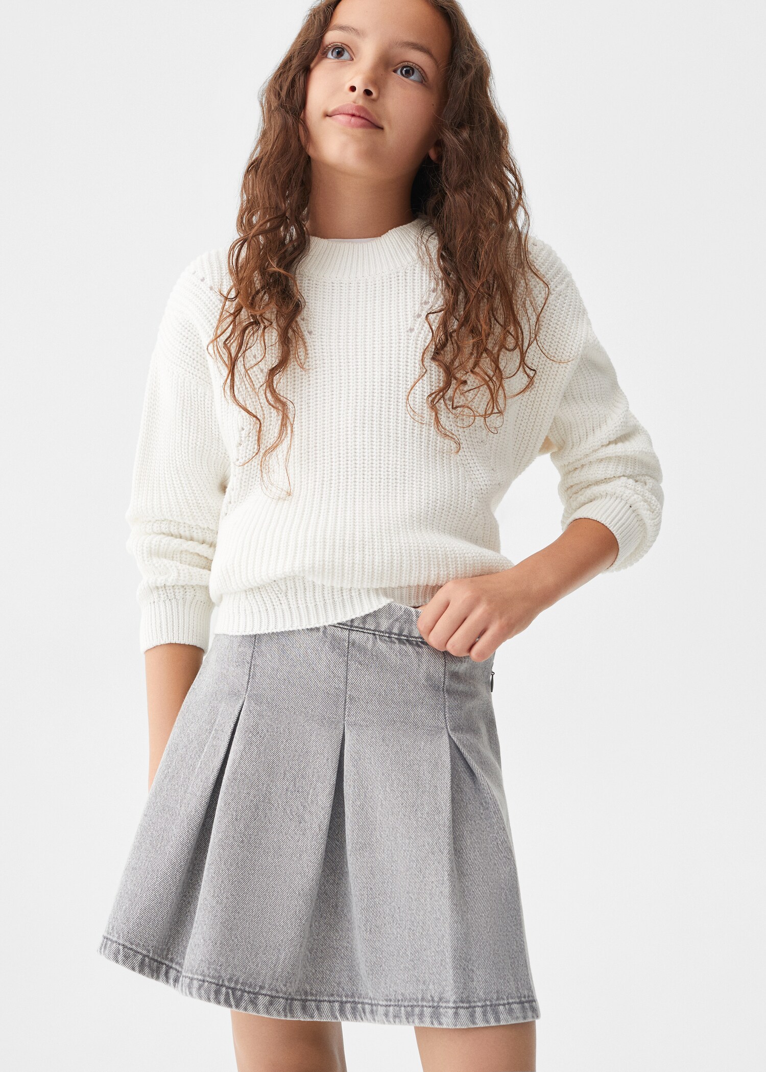 Pleated denim skirt - Medium plane