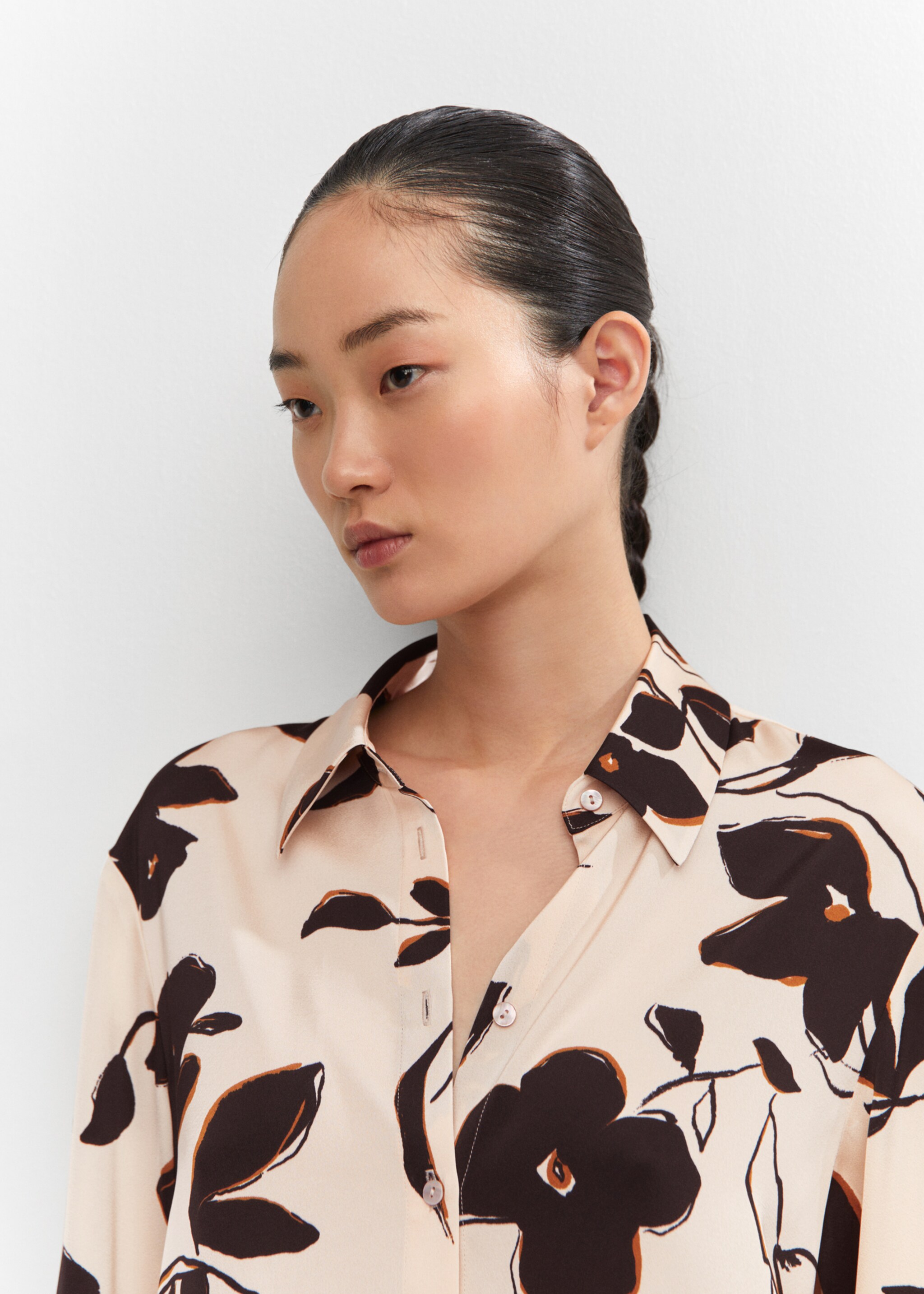 Chemise satinée imprimée - Détail de l'article 1, Écru. Ref: 57073806-00.