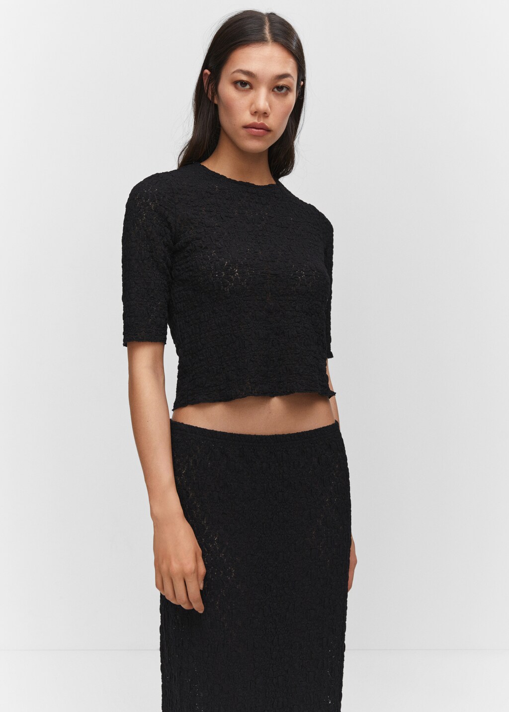 Open textured skirt - Women | MANGO OUTLET USA
