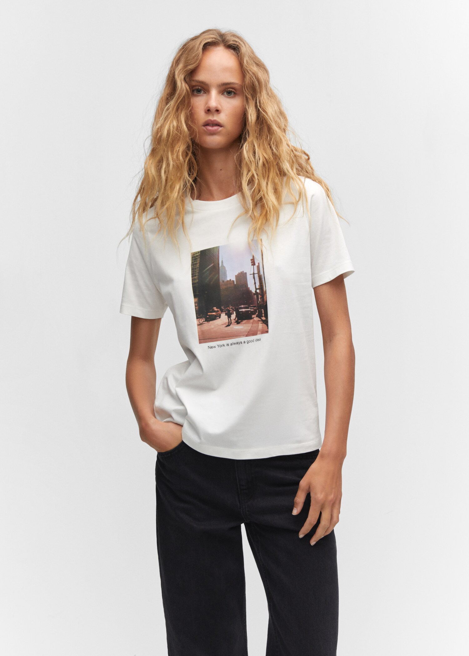 Printed cotton-blend T-shirt - Medium plane