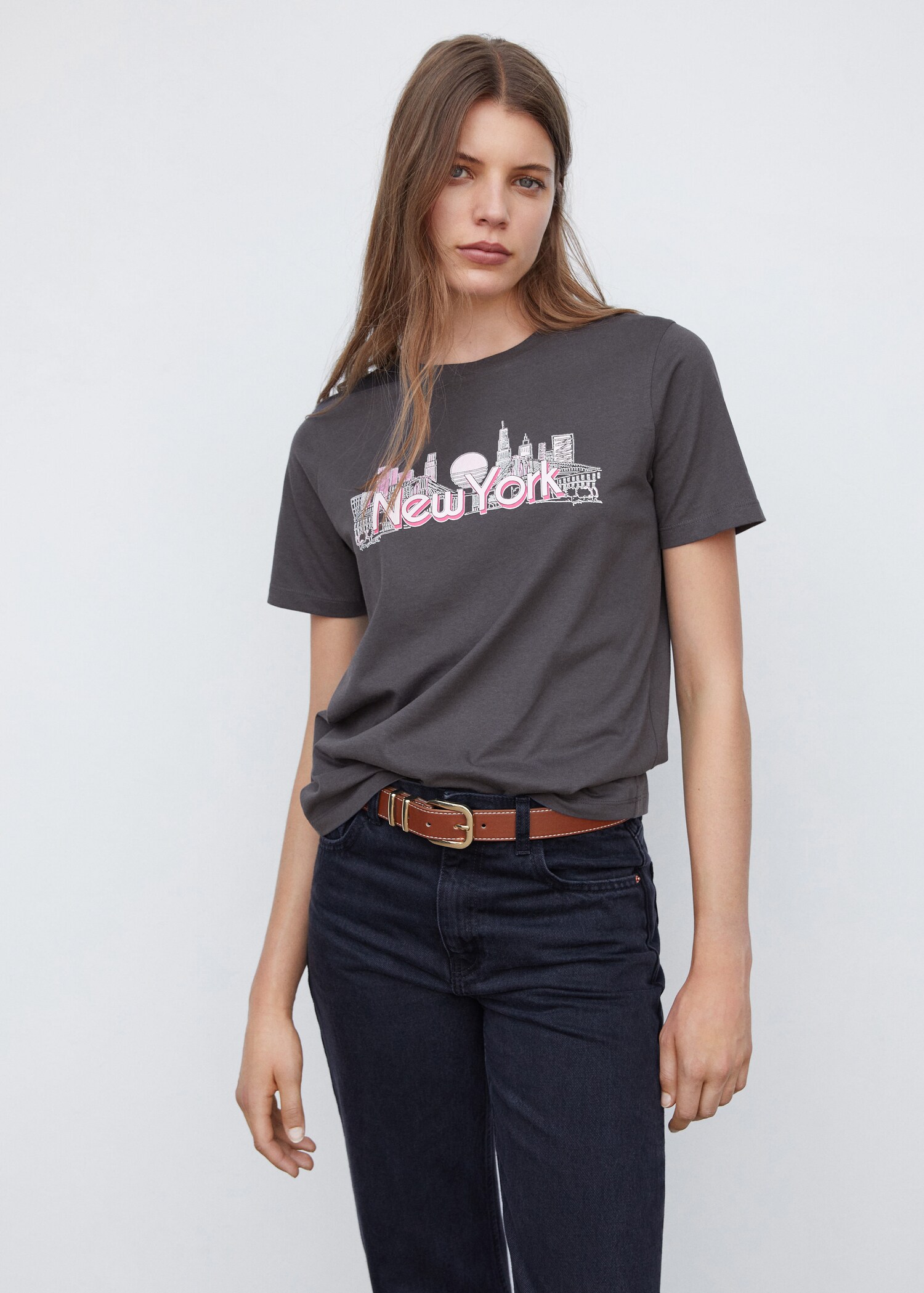 Printed cotton-blend T-shirt - Medium plane