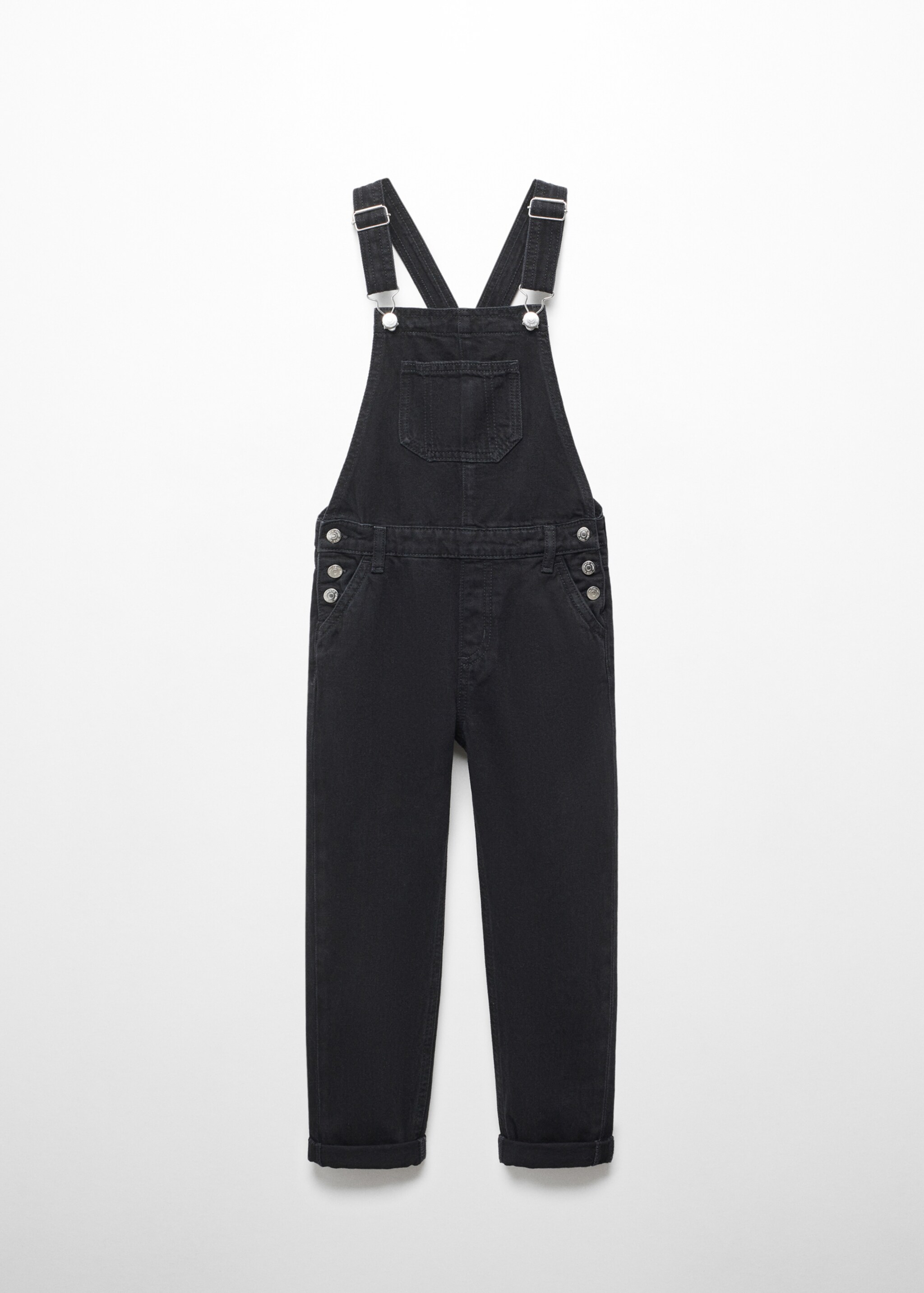 Long denim dungarees - Article without model, Black denim. Ref: 57074005-00.