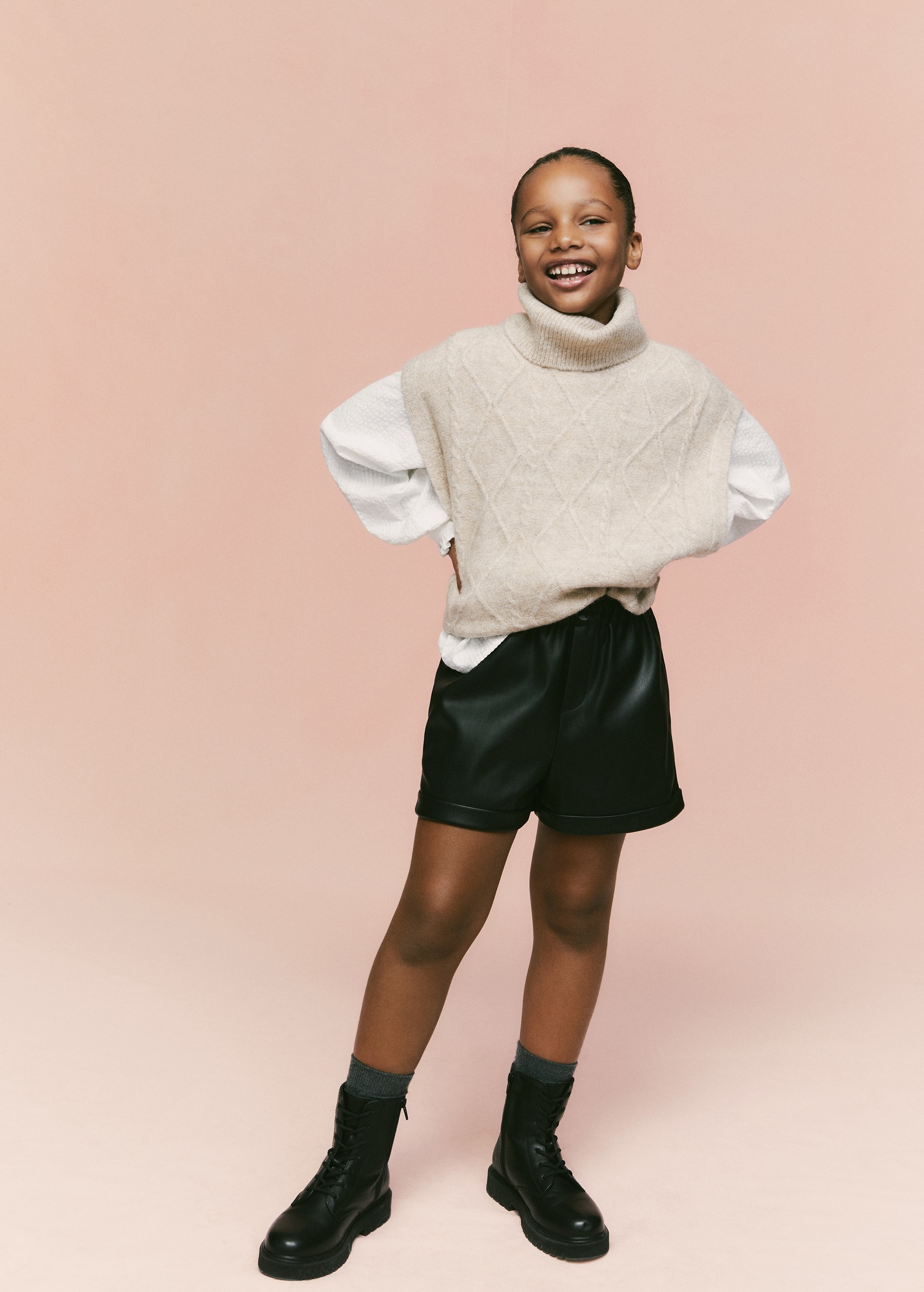 Efecto Piel Mango Pantalones Cortos Shorts Pinzas Efecto Piel