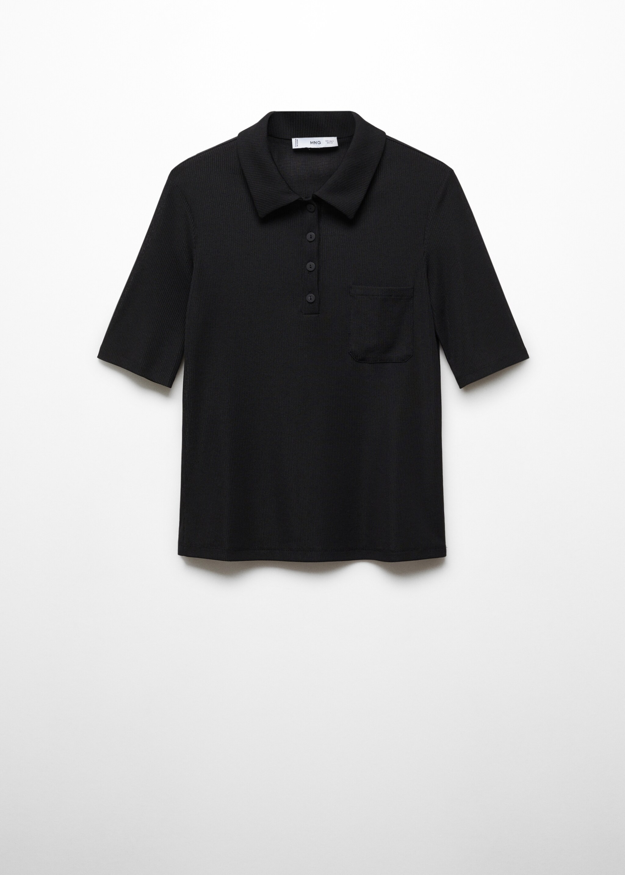 Short-sleeved polo shirt with buttons - Article without model, Black. Ref: 57074029-00.