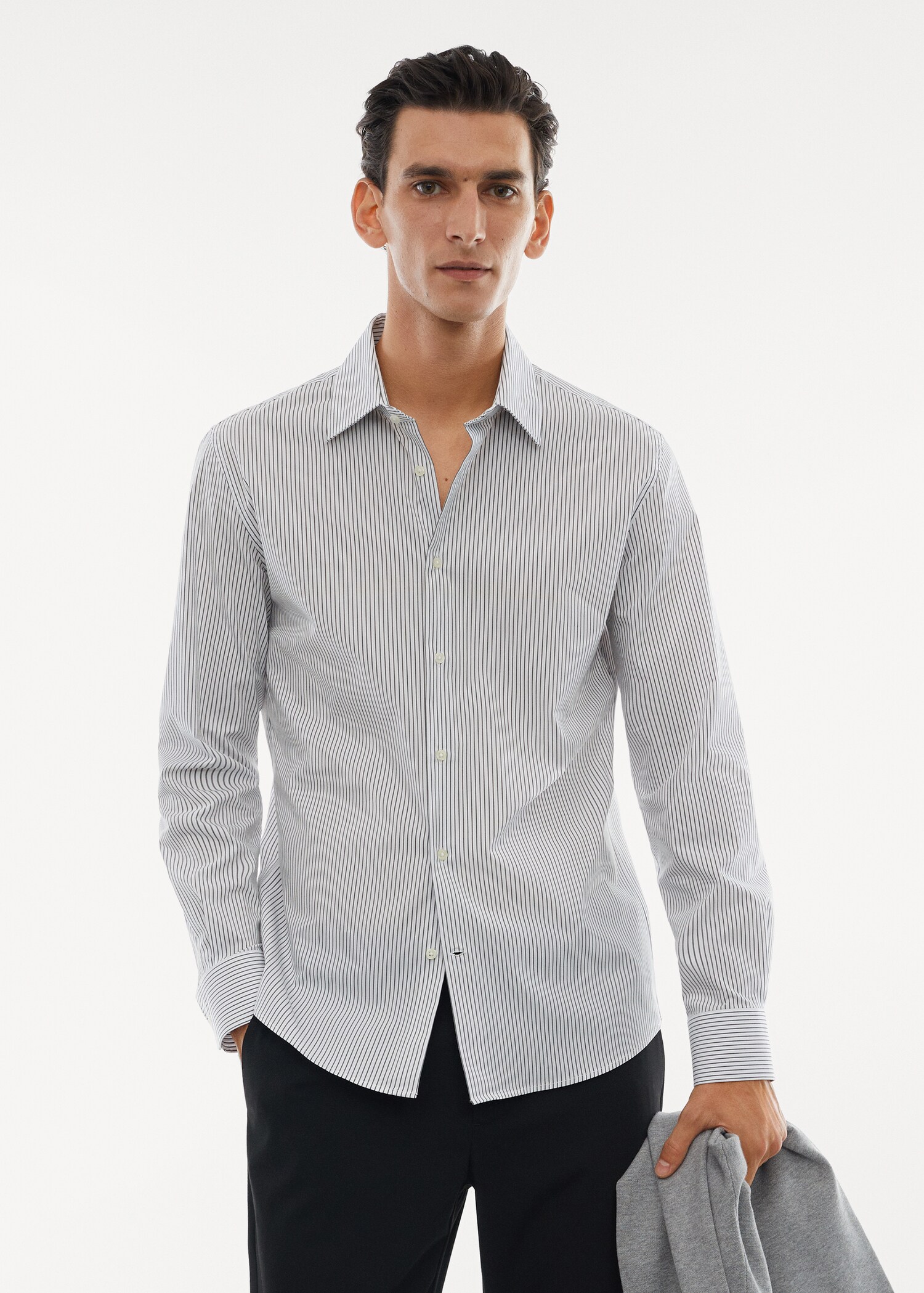 Camisa slim fit algodón stretch - Plano medio