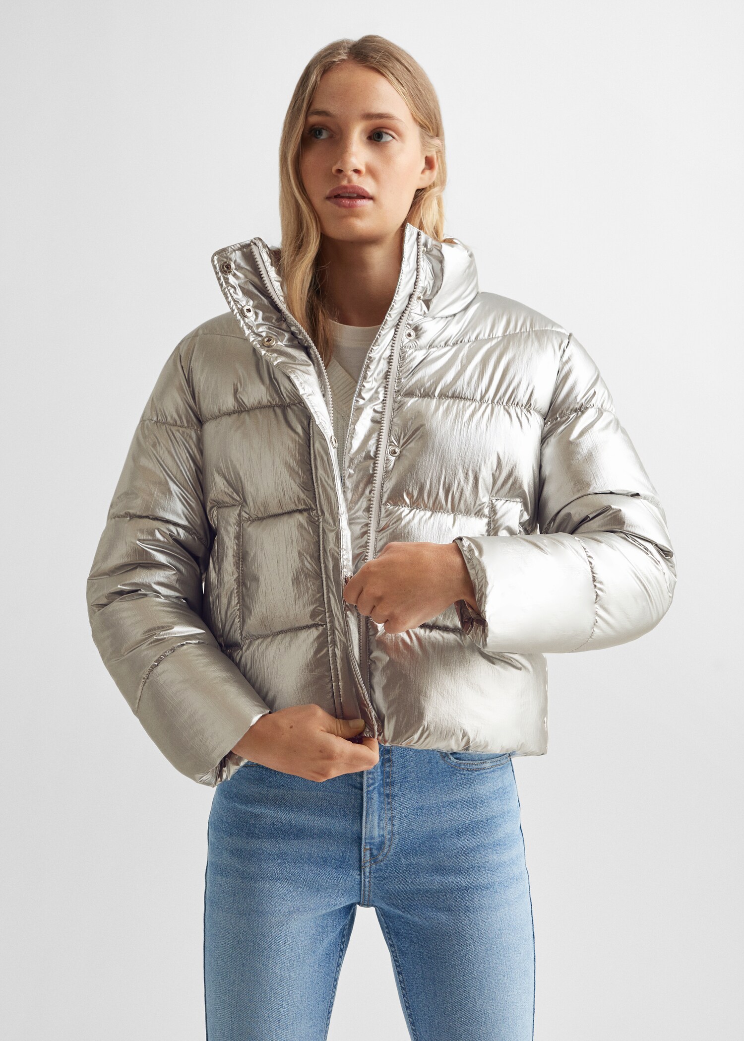 Metallic puffer jacket Teen Girl MANGO OUTLET USA - Main Image
