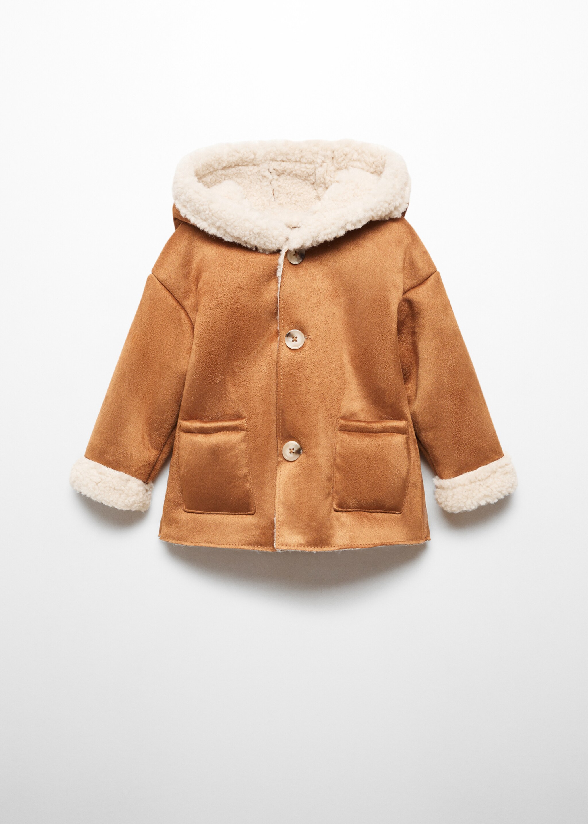 Suede and shearling-effect coat - Article without model