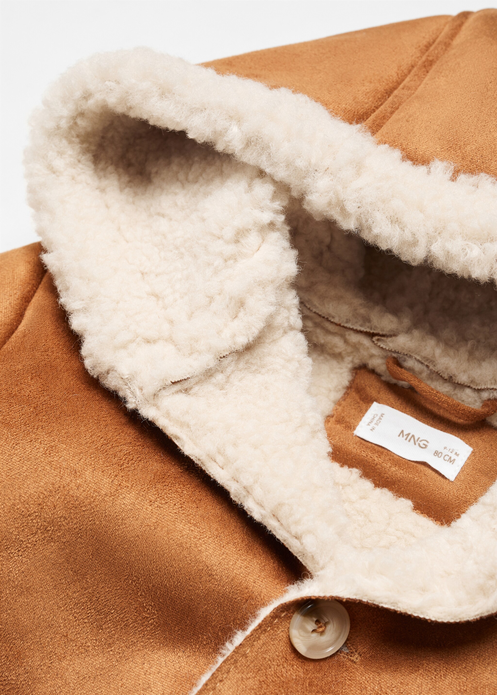 Suede and shearling-effect coat - Details of the article 0