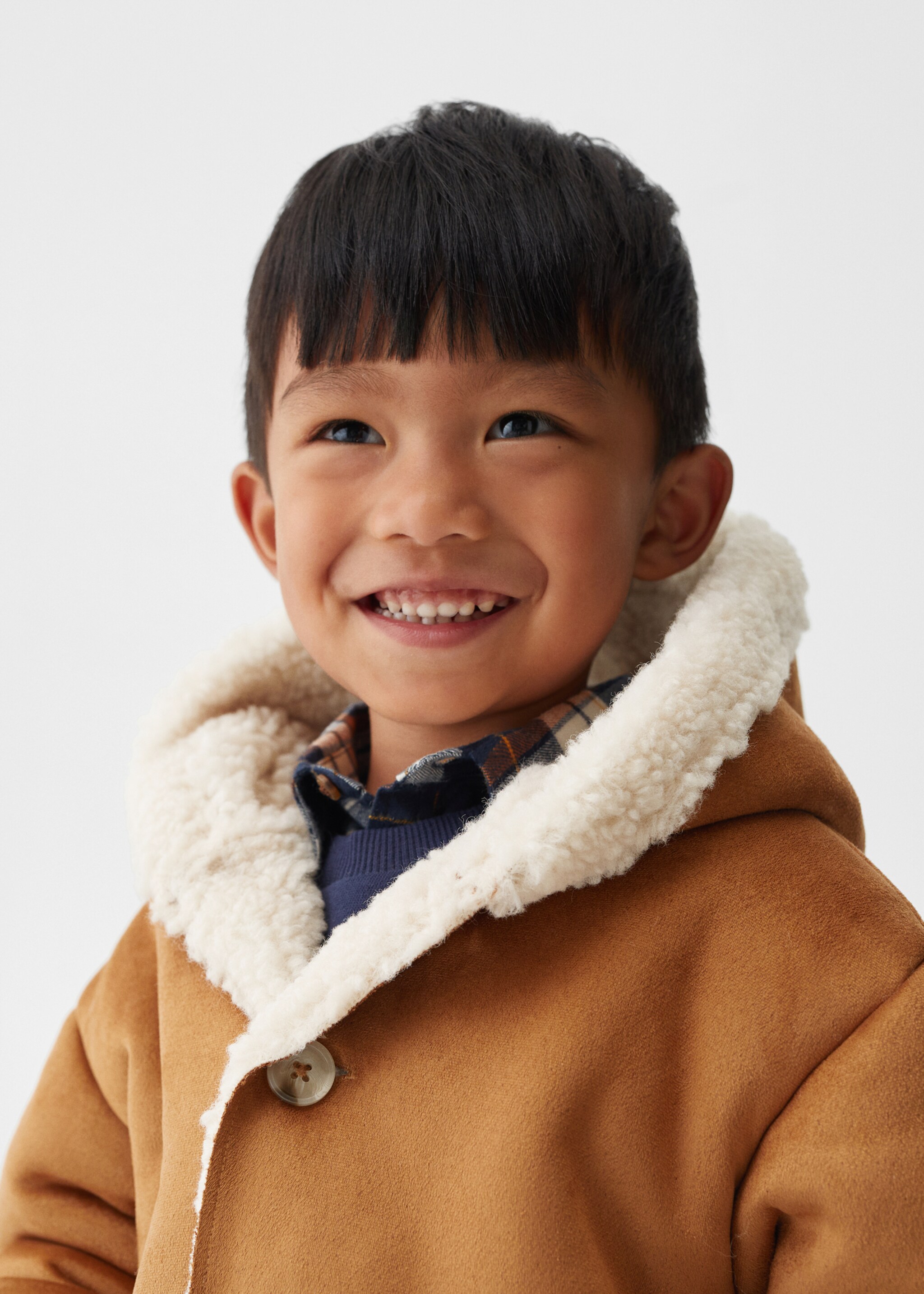 Suede and shearling-effect coat - Details of the article 1