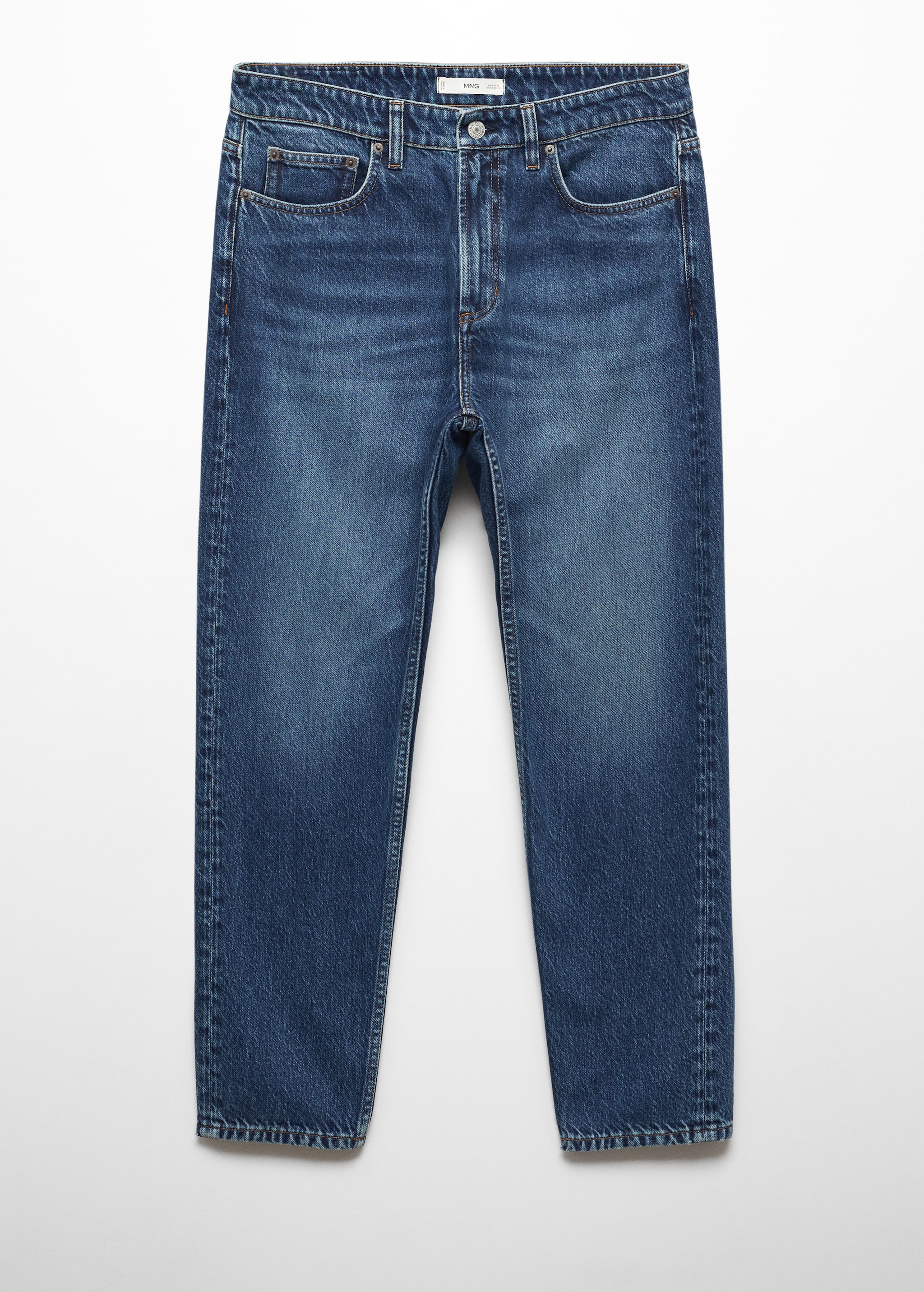 Dark-wash tapered-fit jeans