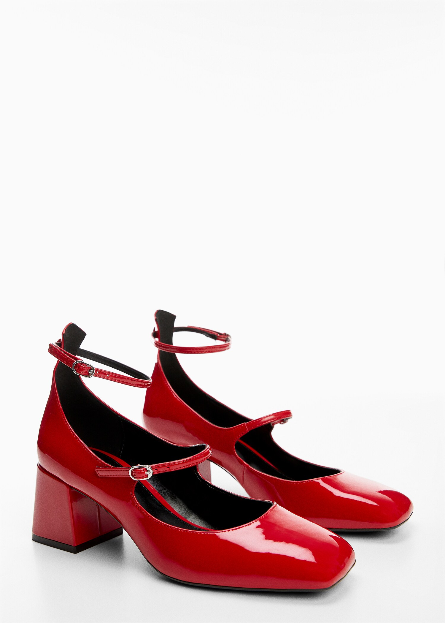 Patent leather-effect shoes with buckle - Medium plane