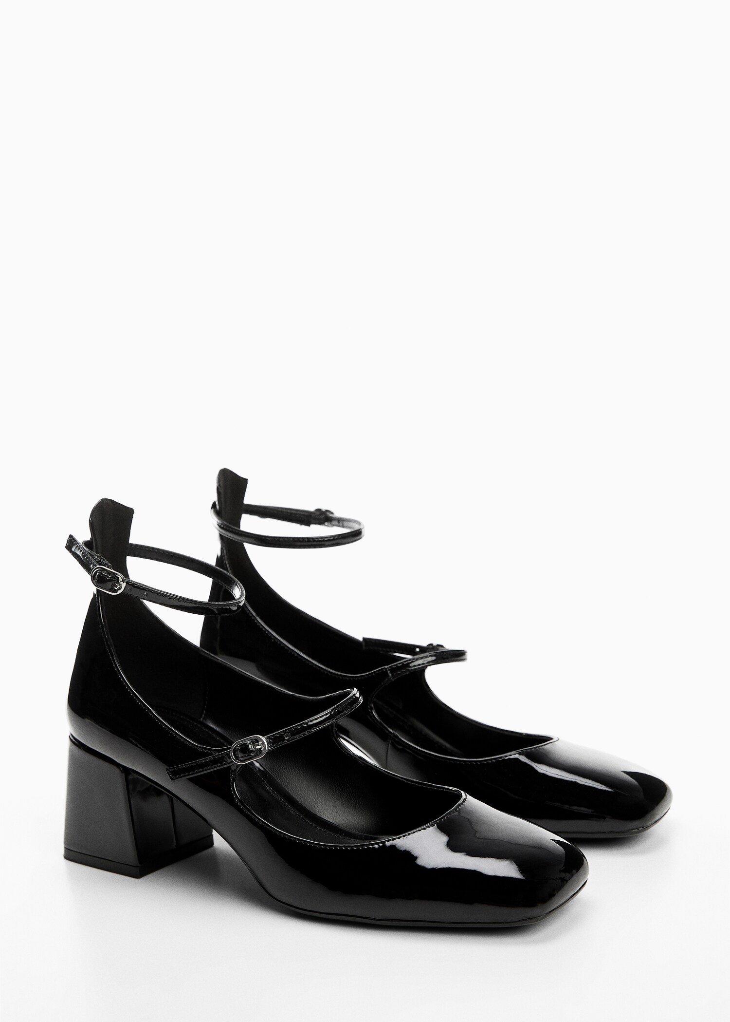 Patent leather-effect shoes with buckle - Medium plane