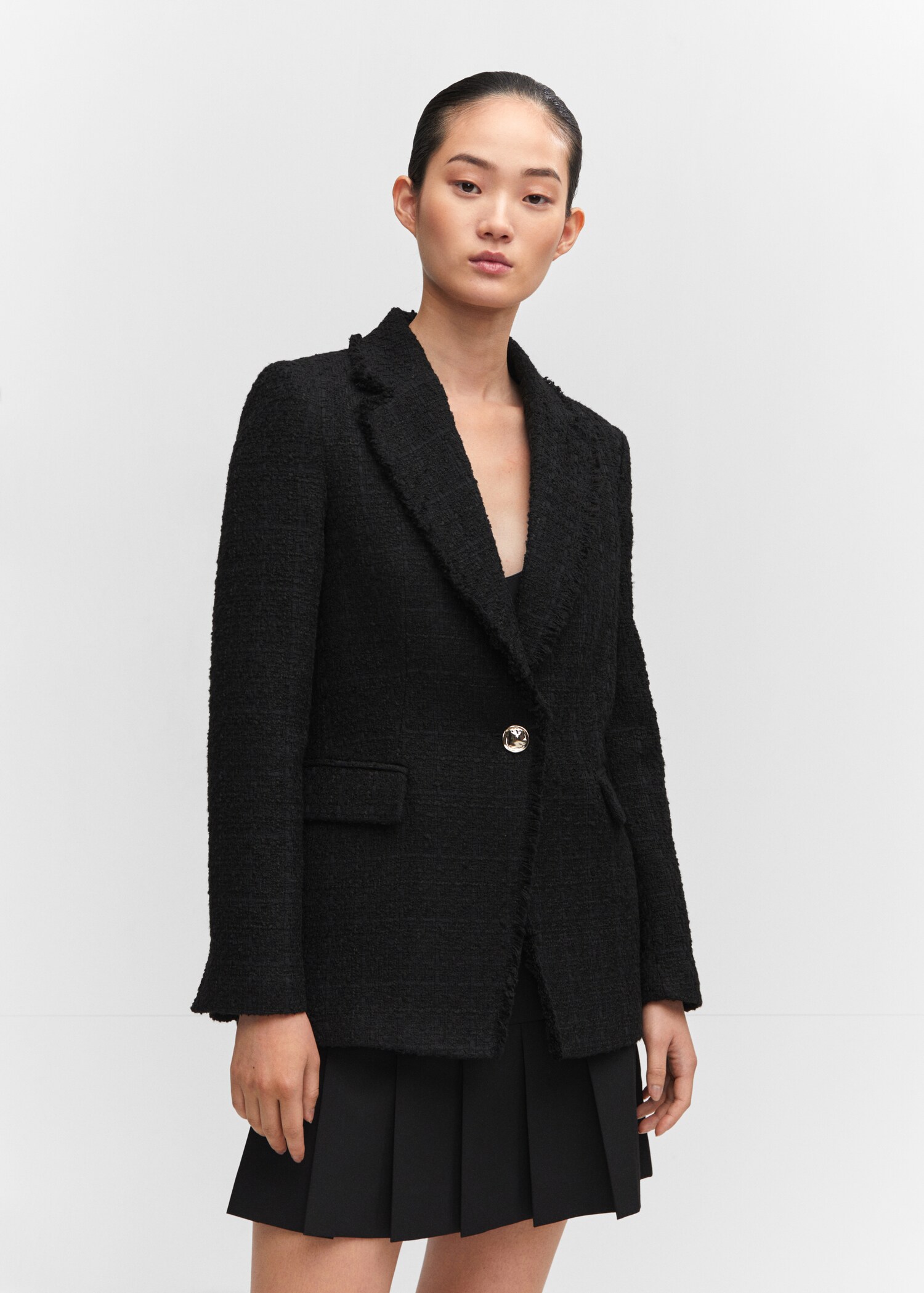 Tweed blazer with jewel button - Medium plane