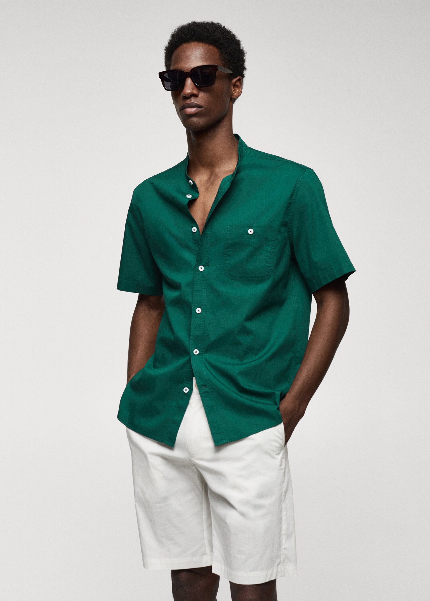 100% cotton mandarin collar shirt - Medium plane