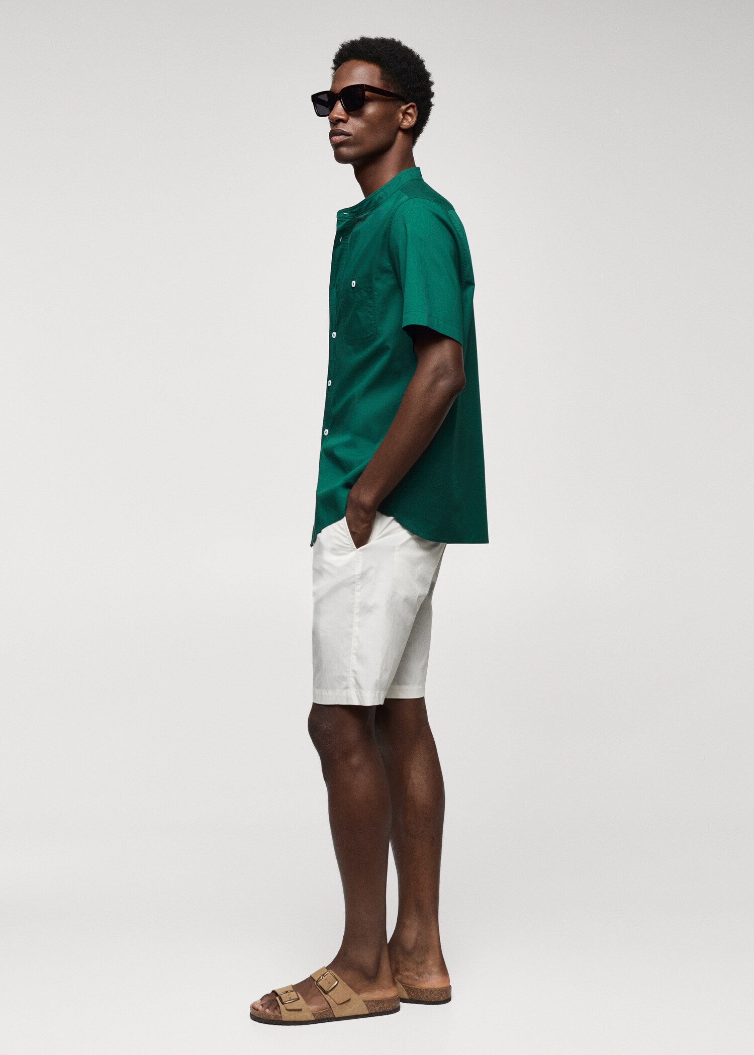 100% cotton mandarin collar shirt - Details of the article 2