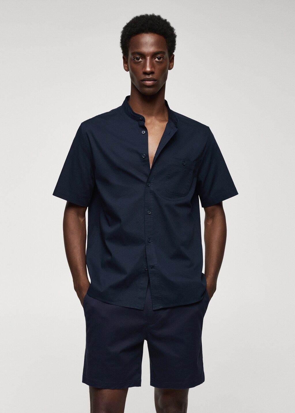 COLINA DAN 半袖シャツ Size.M 100% cotton mandarin collar shirt - Men | MANGO OUTLET USA