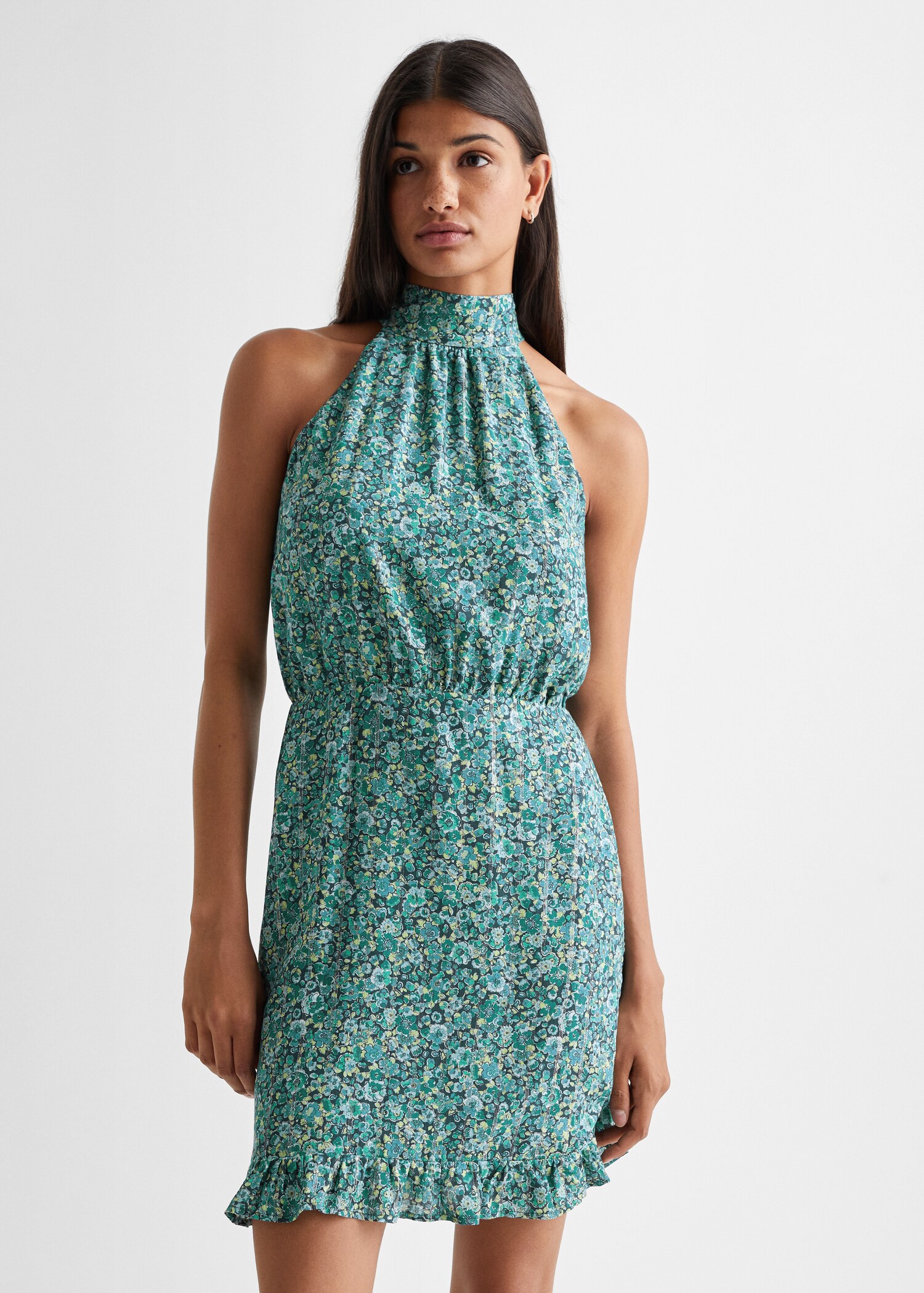 Printed halter-neck dress - Medium plane