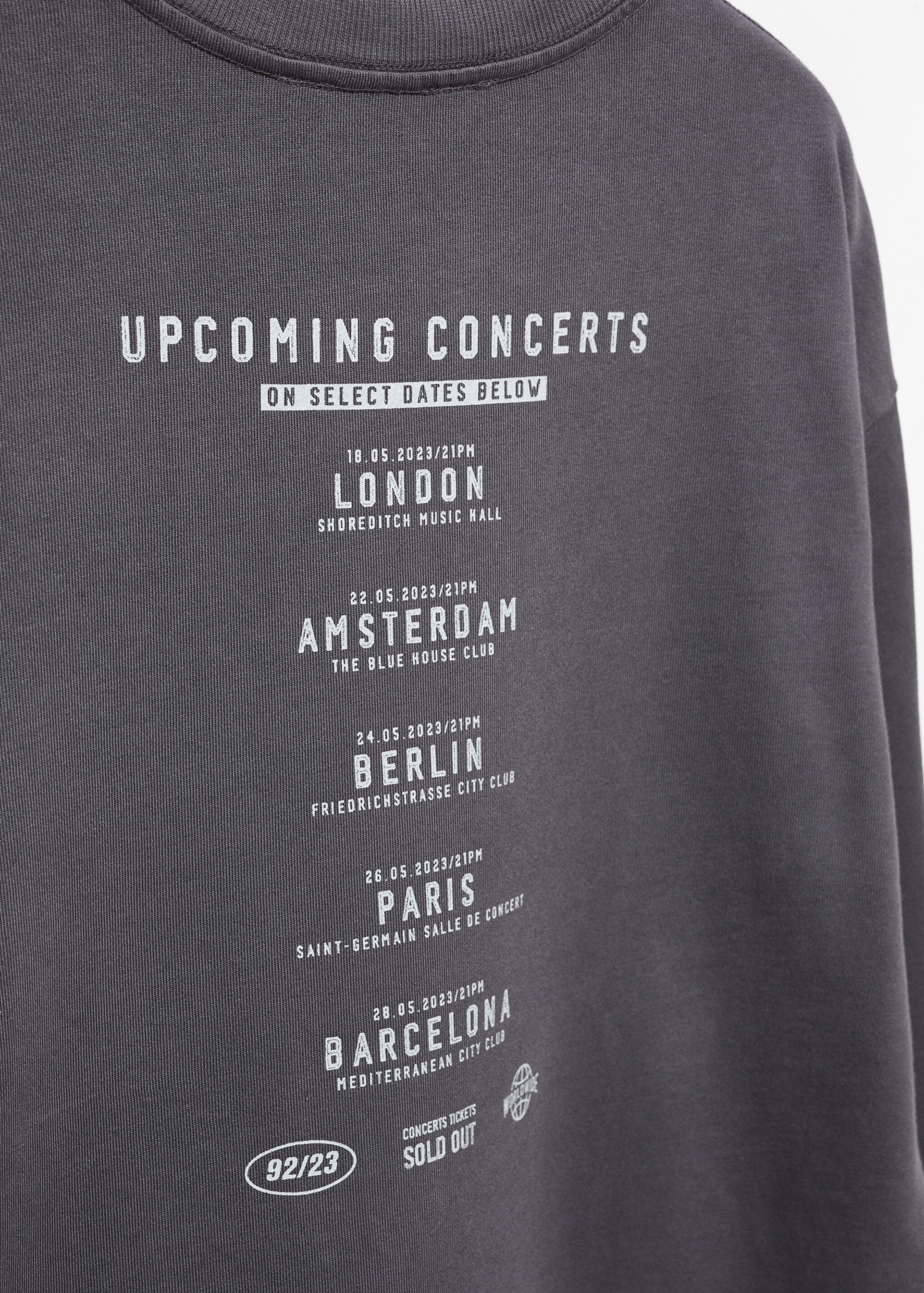 Printed cotton sweatshirt - Details of the article 8, Charcoal. Ref: 57074773-00.