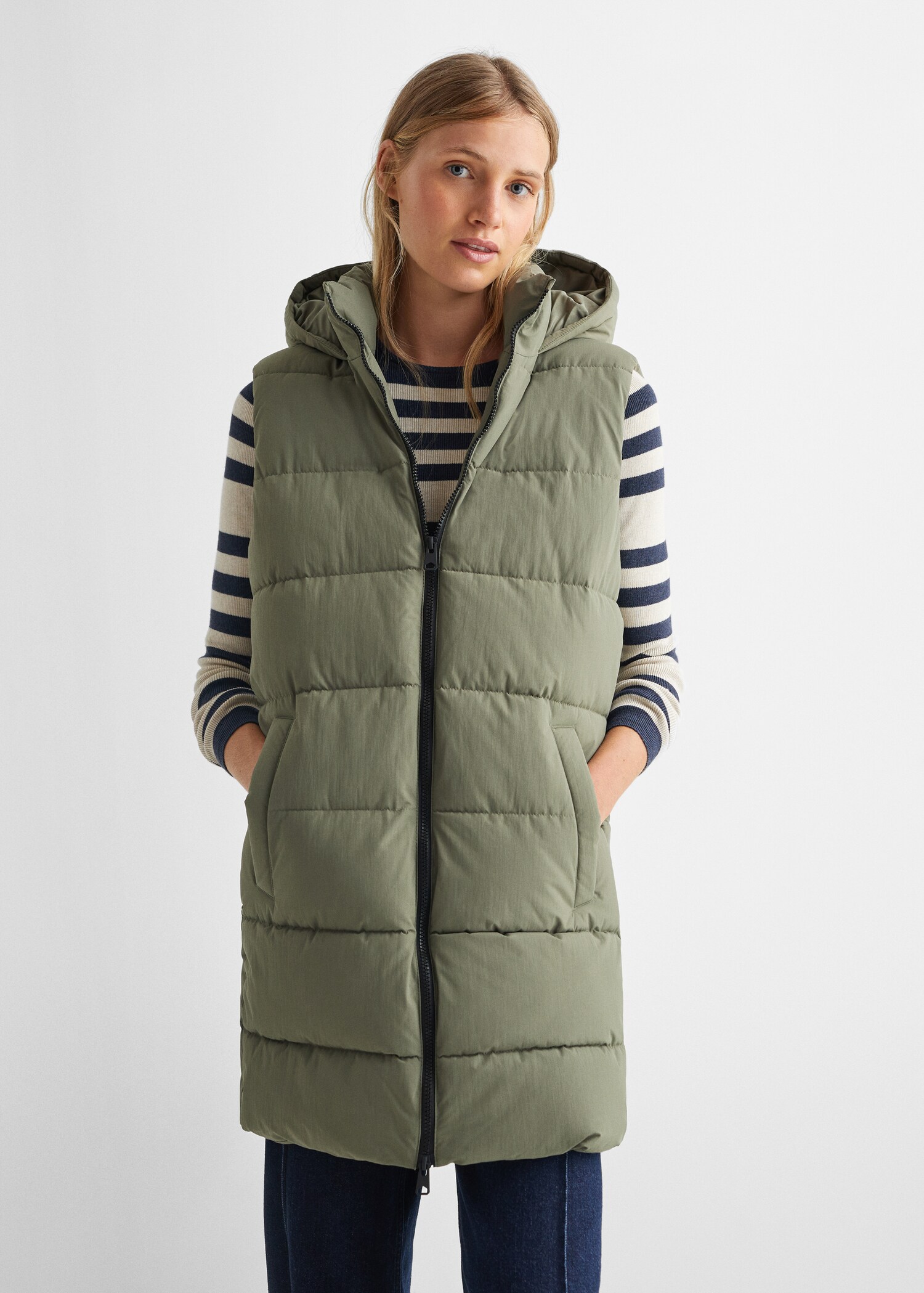 Long quilted gilet - Medium plane