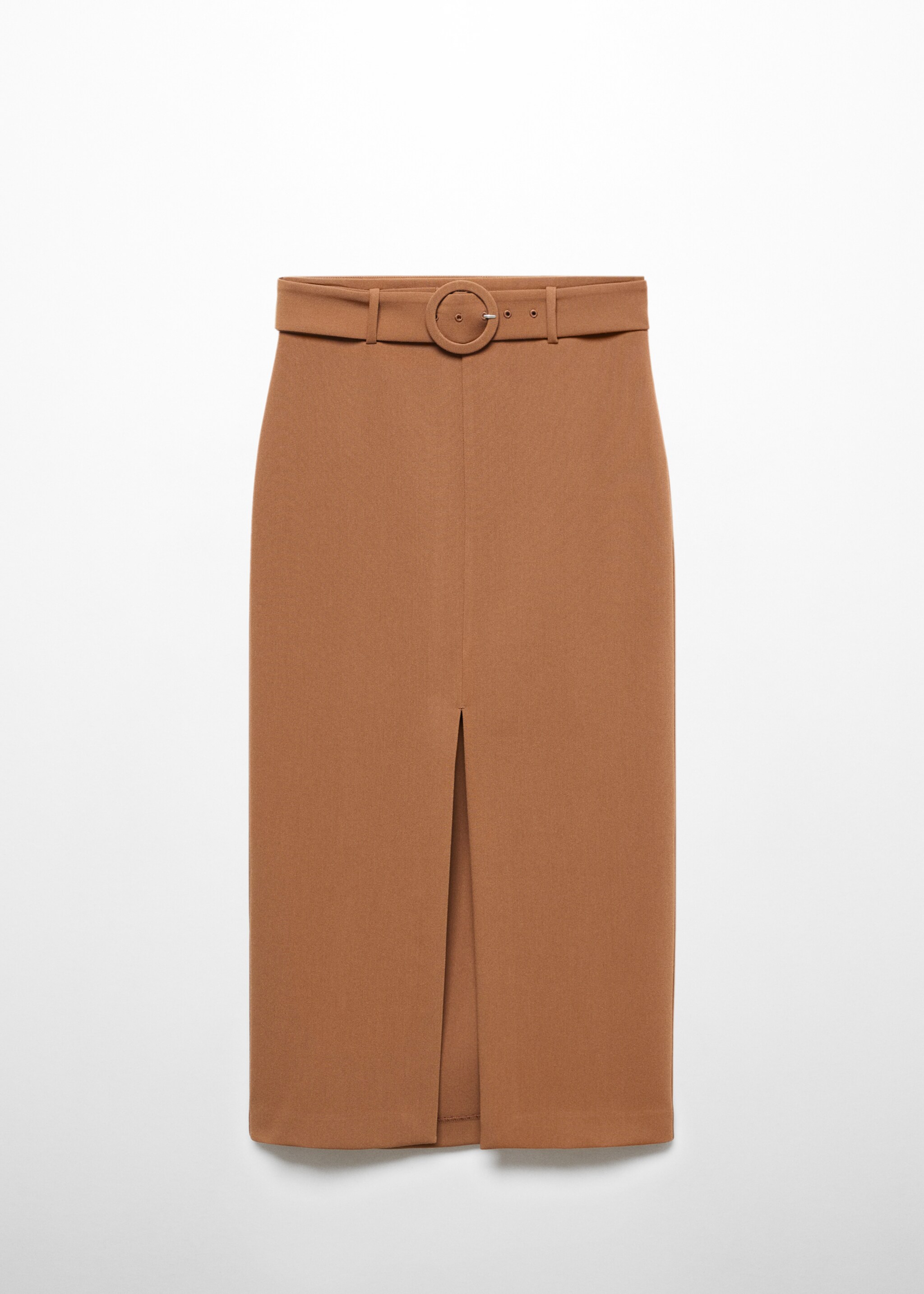 Skirt with slit and belt - Article without model, Medium Brown. Ref: 57075138-00.