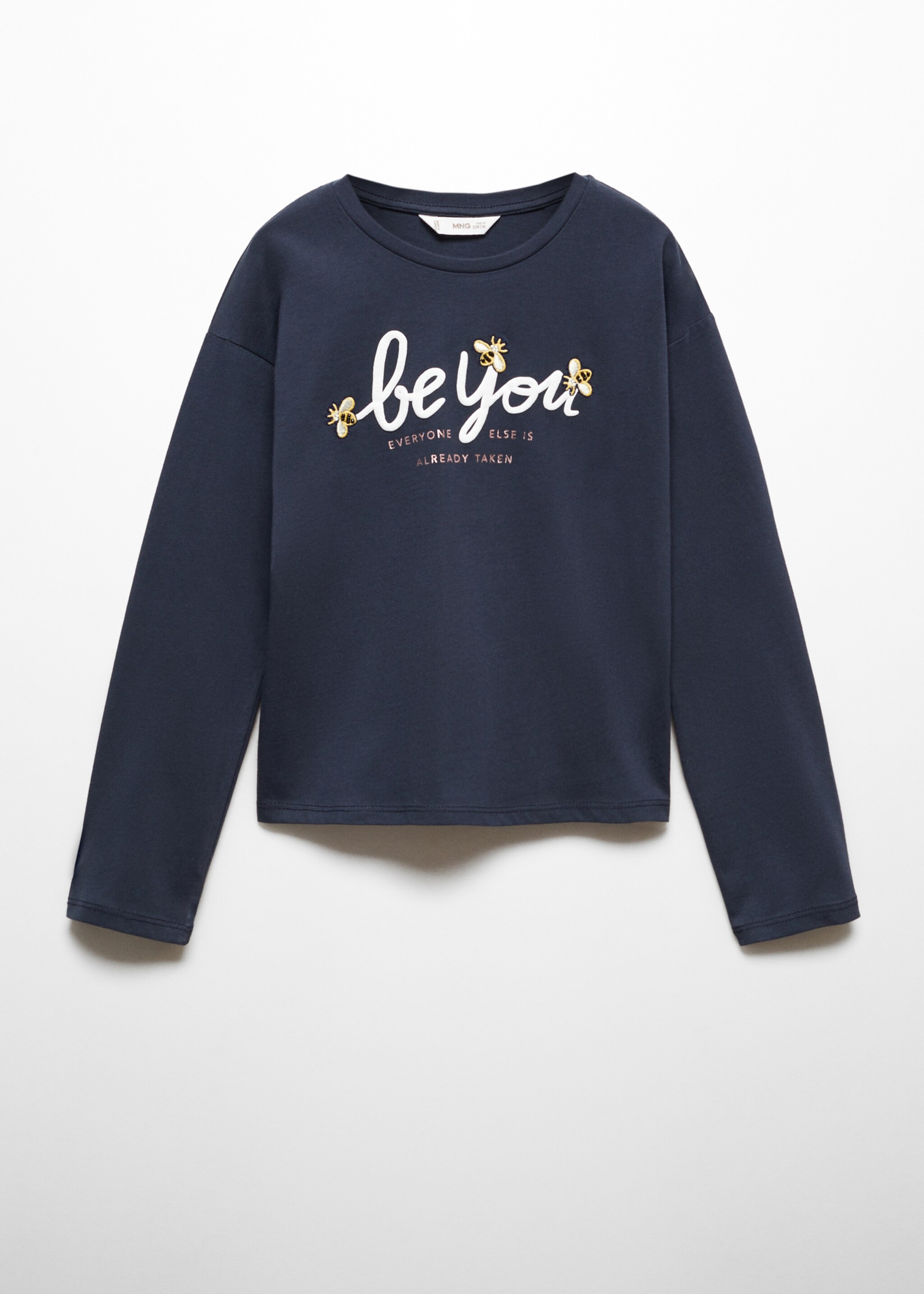 Printed long sleeve t-shirt - Article without model, Navy. Ref: 57075150-00.