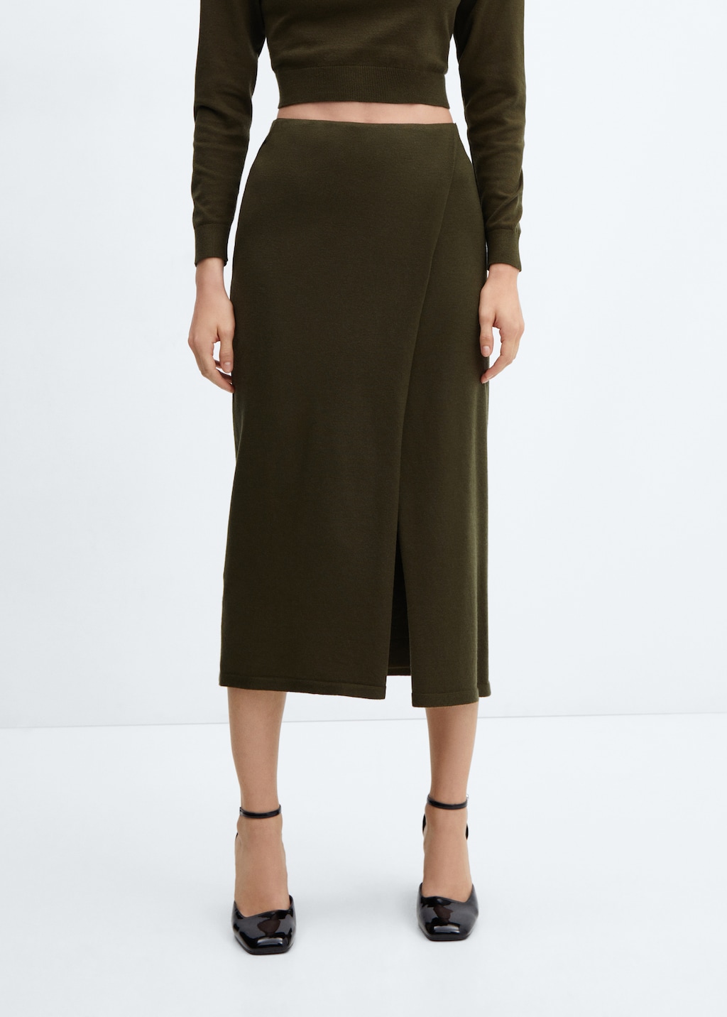 Jupe portefeuille en maille Femme MANGO OUTLET Suisse