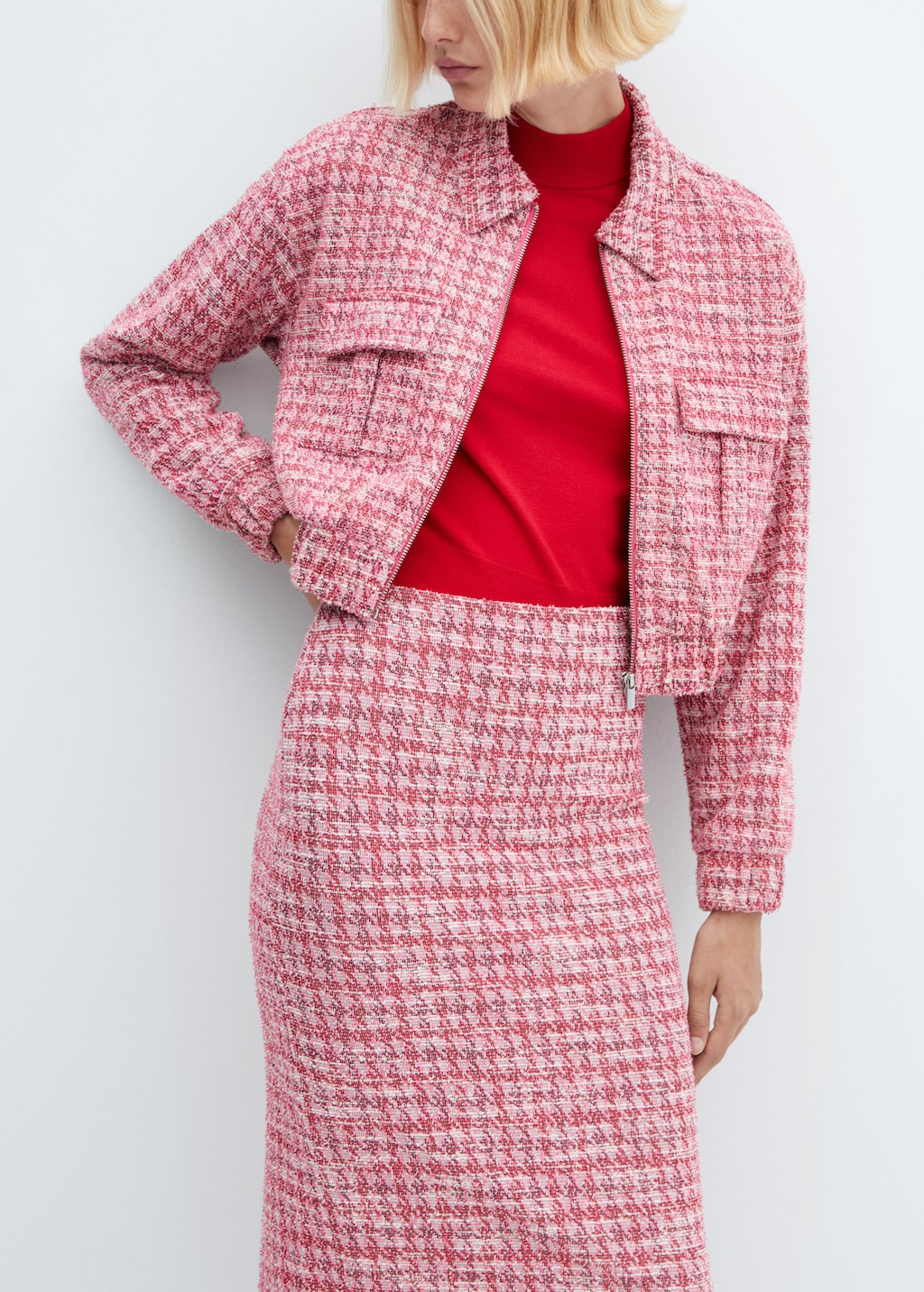Gonna tweed pied de poule Donna MANGO OUTLET Italia
