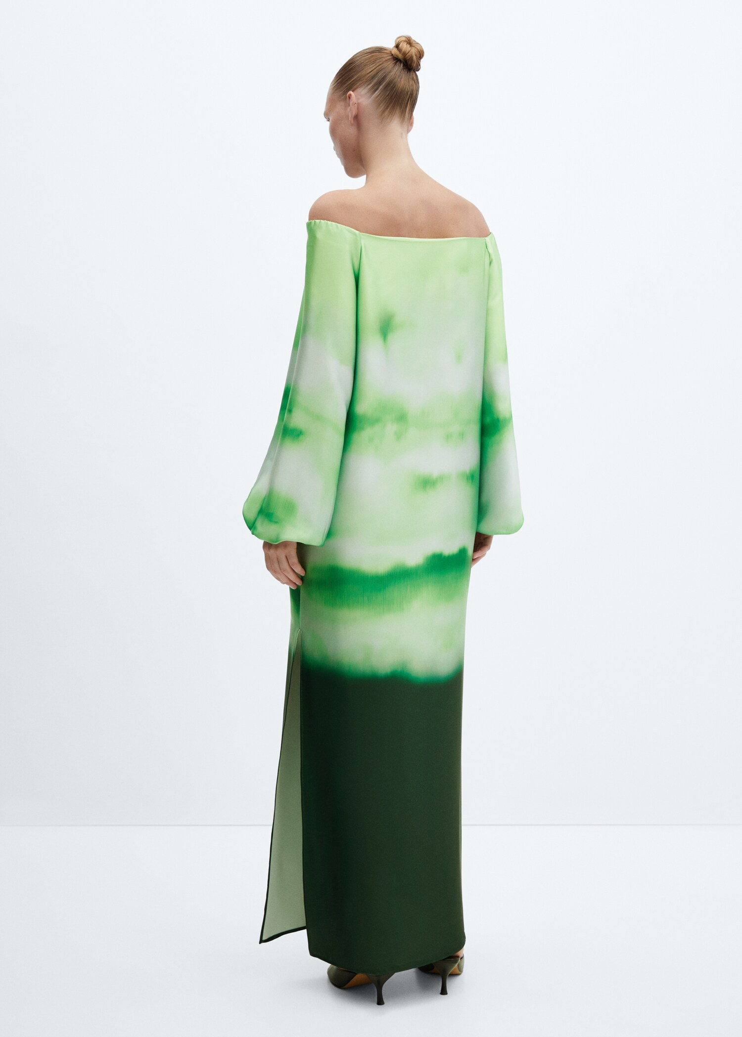 Schulterfreies Kleid mit Farbverlauf - Rückseite des Artikels