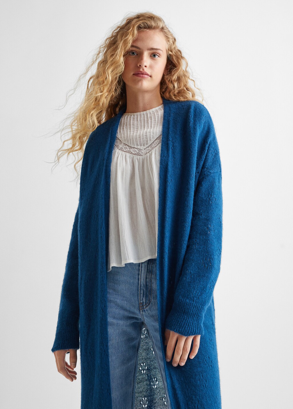Long openwork knitted cardigan - Teen Girl | MANGO OUTLET USA