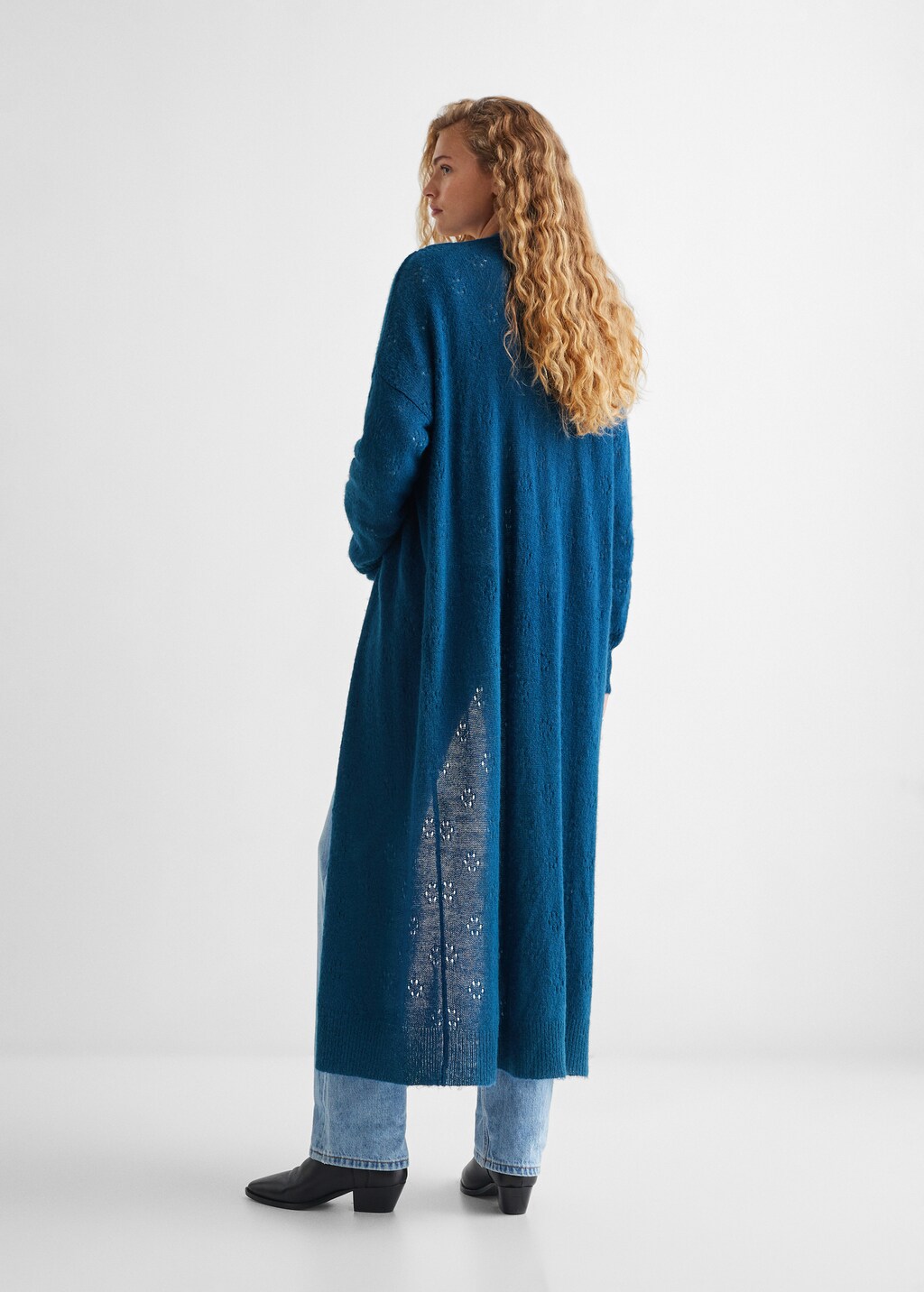 Long openwork knitted cardigan - Teen Girl | MANGO OUTLET USA