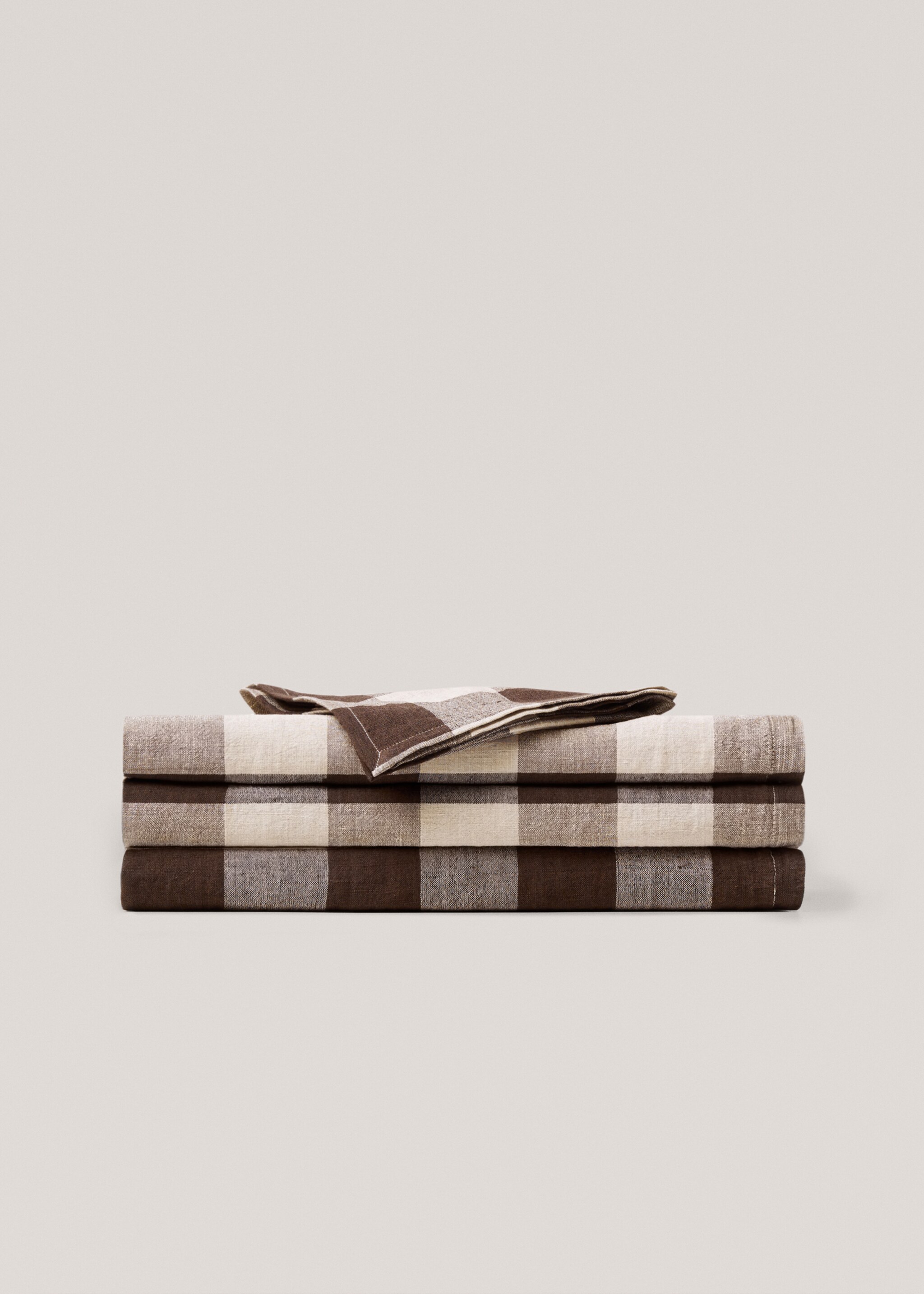Check linen and cotton tablecloth 170x250cm - Article without model