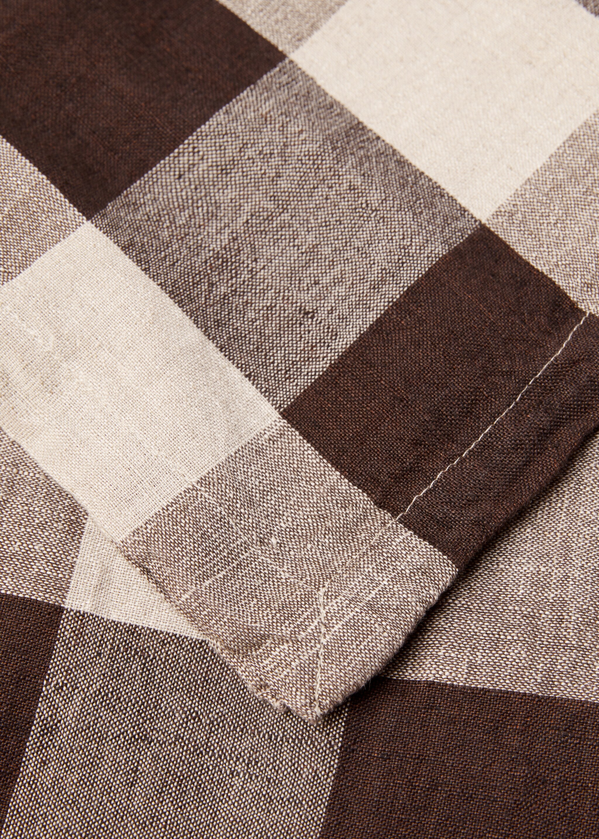 Check linen and cotton tablecloth 170x250cm - Details of the article 1
