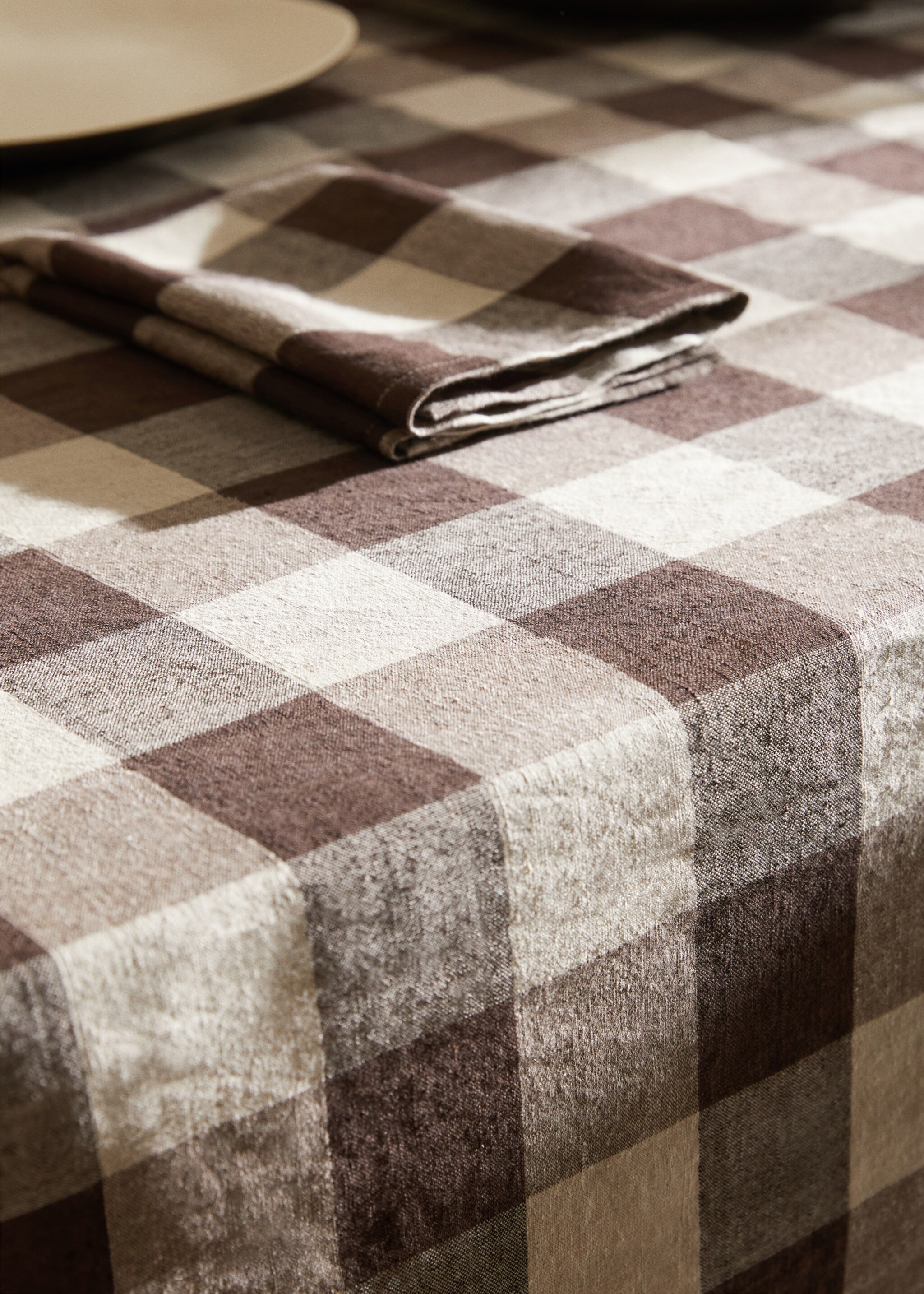 Check linen and cotton tablecloth 170x250cm - Details of the article 8